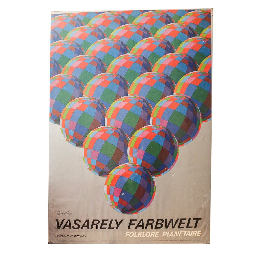 Vintage Offset Lithograph Poster on Paper After Victor Vasarely