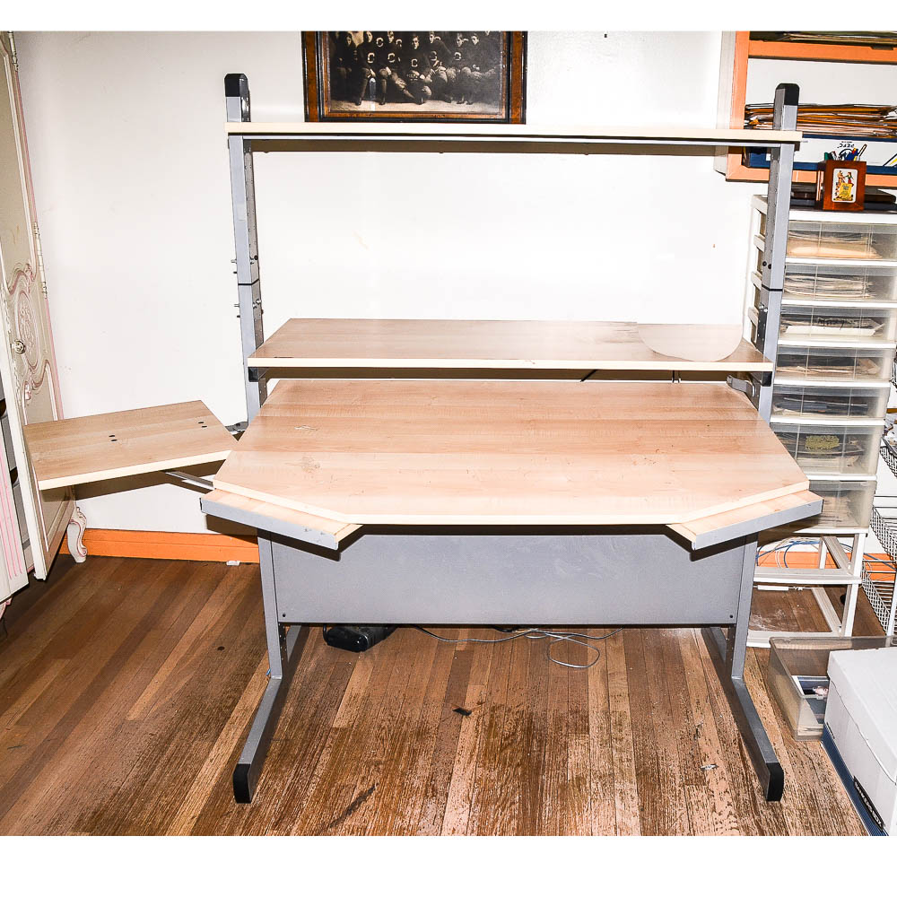 Wood And Steel Artist's Desk