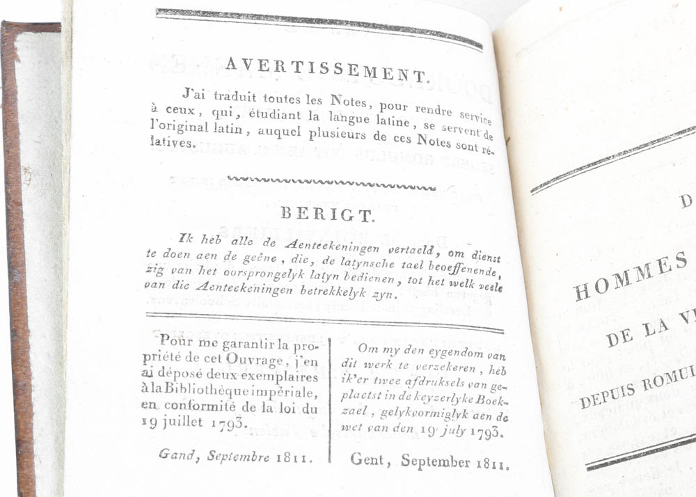 Antique 1811 "Des Homes Illustres De La Ville De Rome"