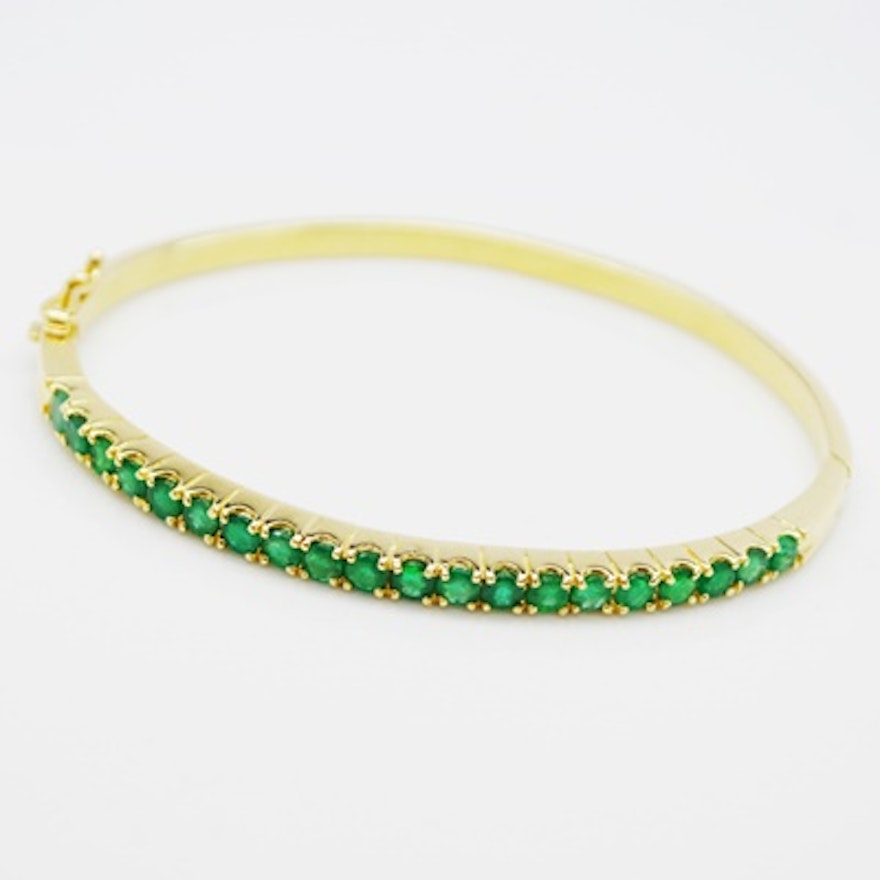 14K Yellow Gold Emerald Bracelet