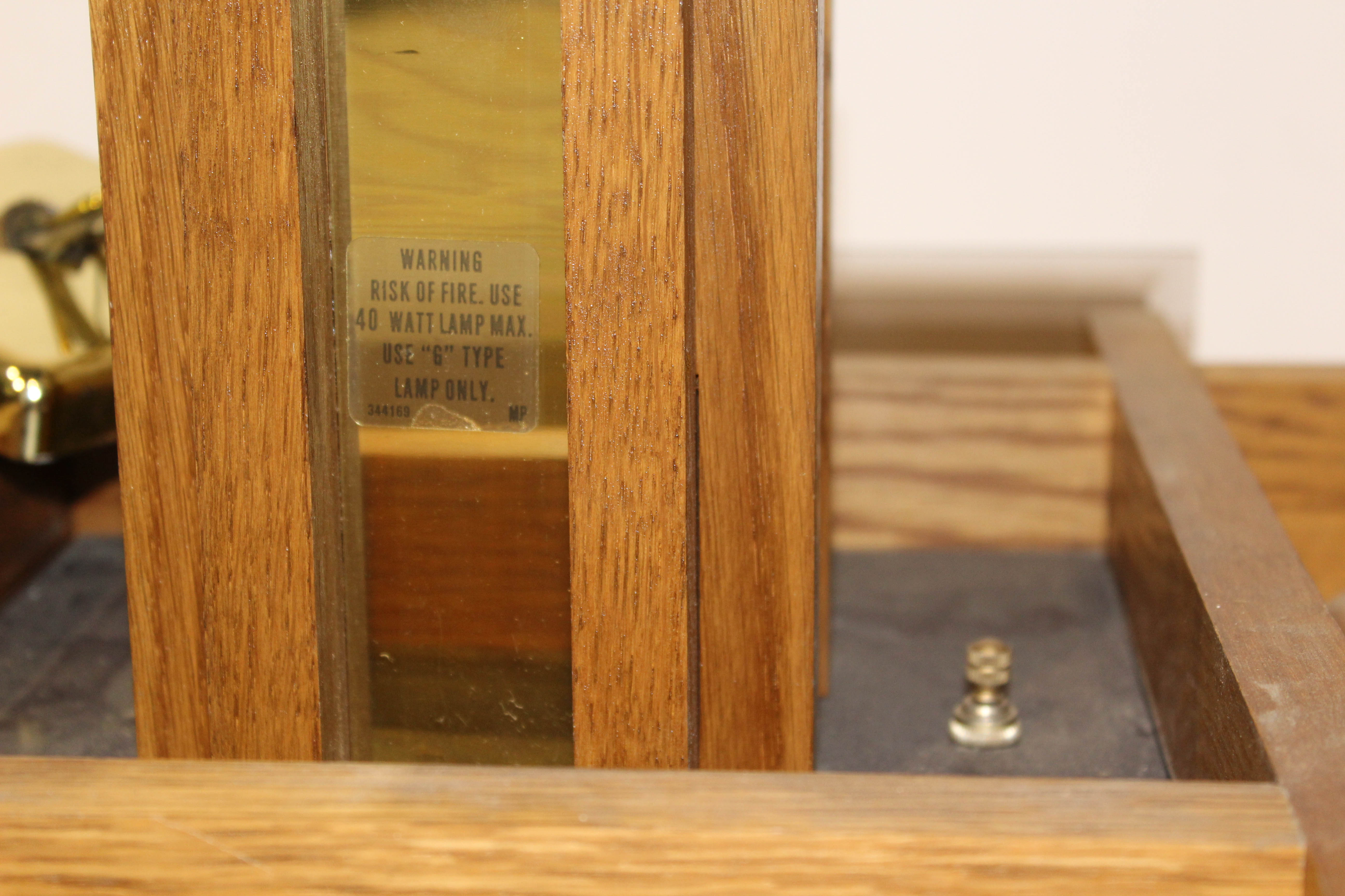 Mid-Century Oak and Glass Hanging Light Fixture