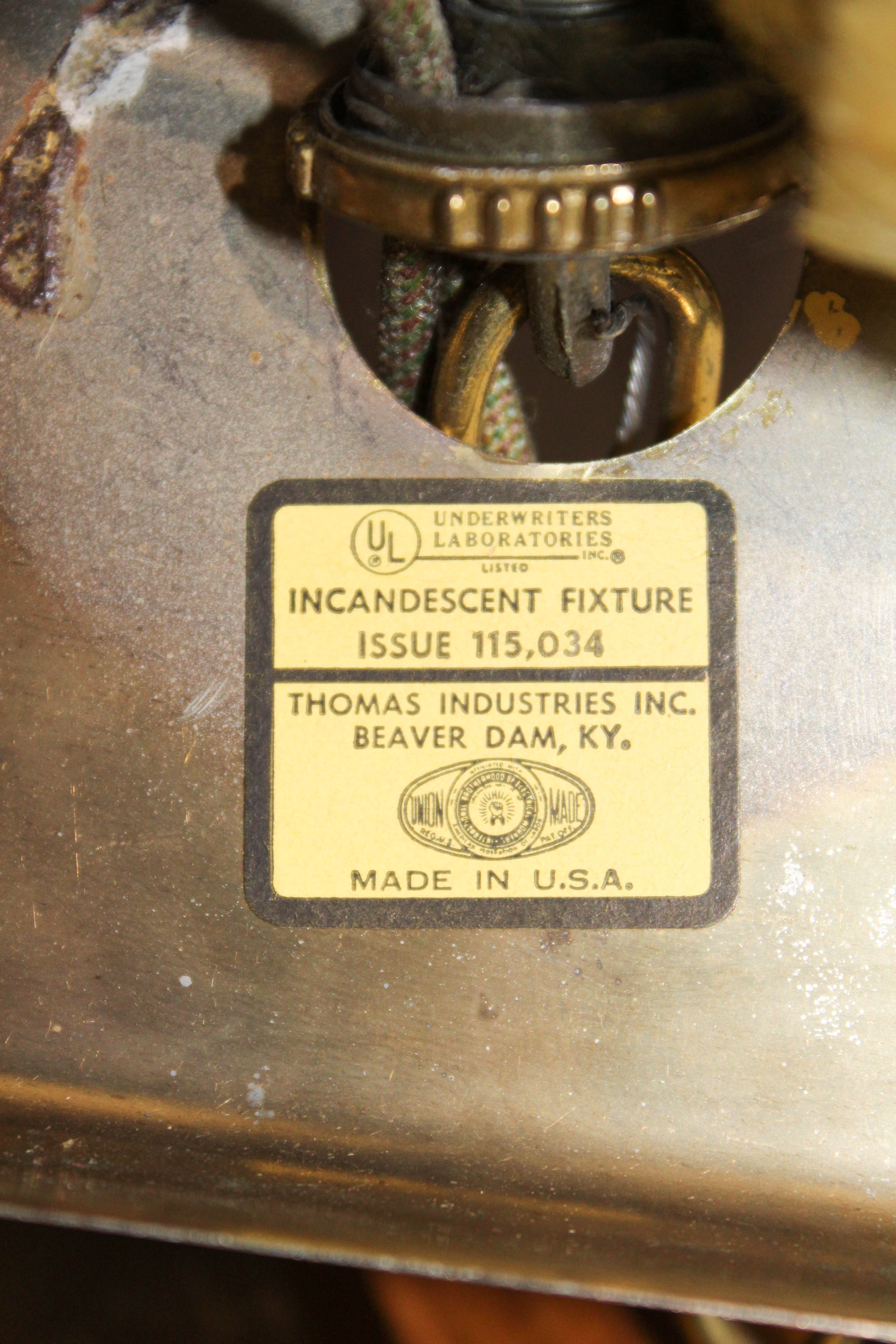 Mid-Century Oak and Glass Hanging Light Fixture