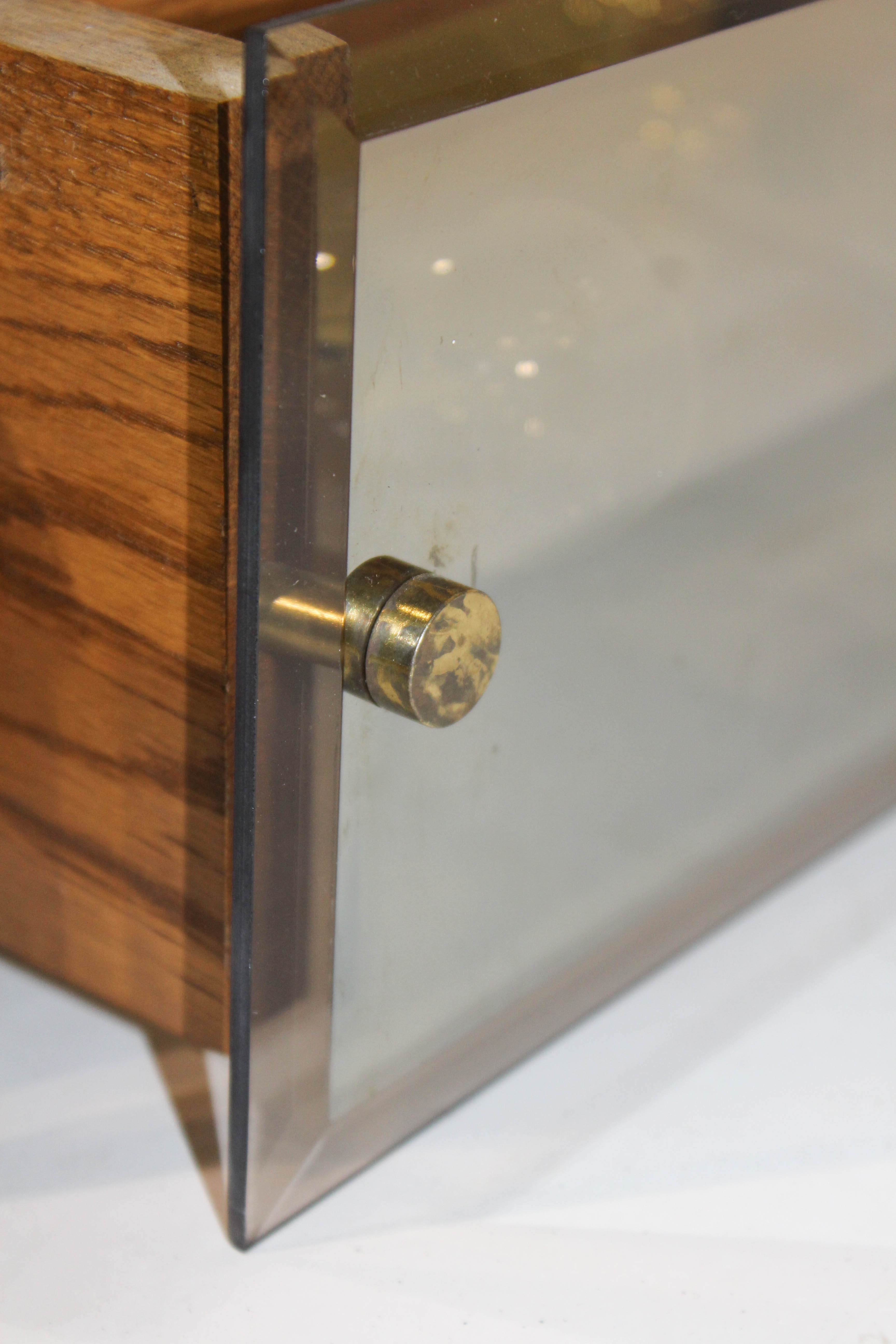 Mid-Century Oak and Glass Hanging Light Fixture