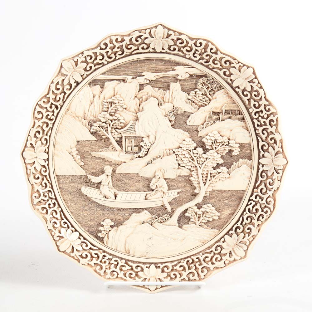 Arnart Imports "Ivory Dynasty" Vase and Plate