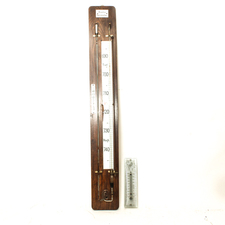 Vintage German Kontra Barometer and Wall Thermometer