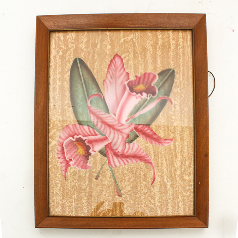 Vintage Print of Pink Orchid