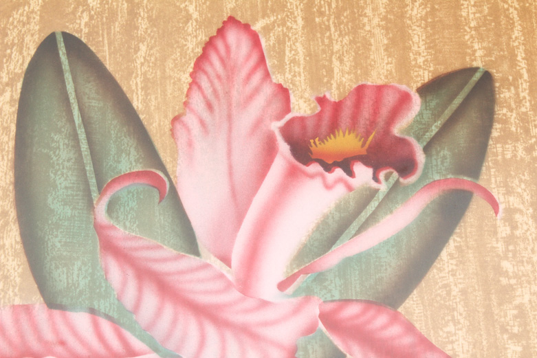 Vintage Print of Pink Orchid