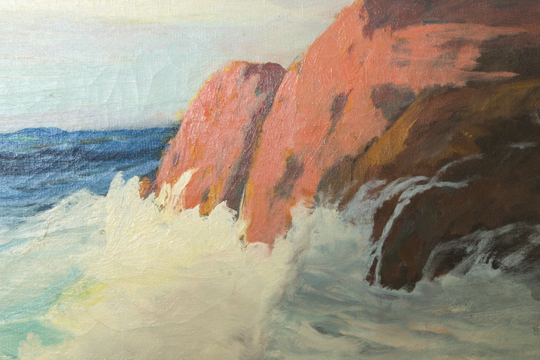 George Bickerstaff Vintage Oil Painting on Canvas of California Coast