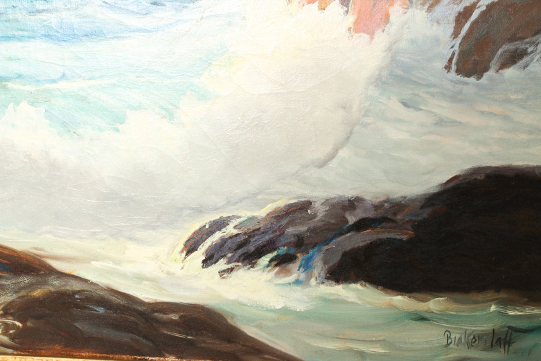 George Bickerstaff Vintage Oil Painting on Canvas of California Coast