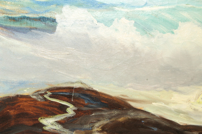 George Bickerstaff Vintage Oil Painting on Canvas of California Coast