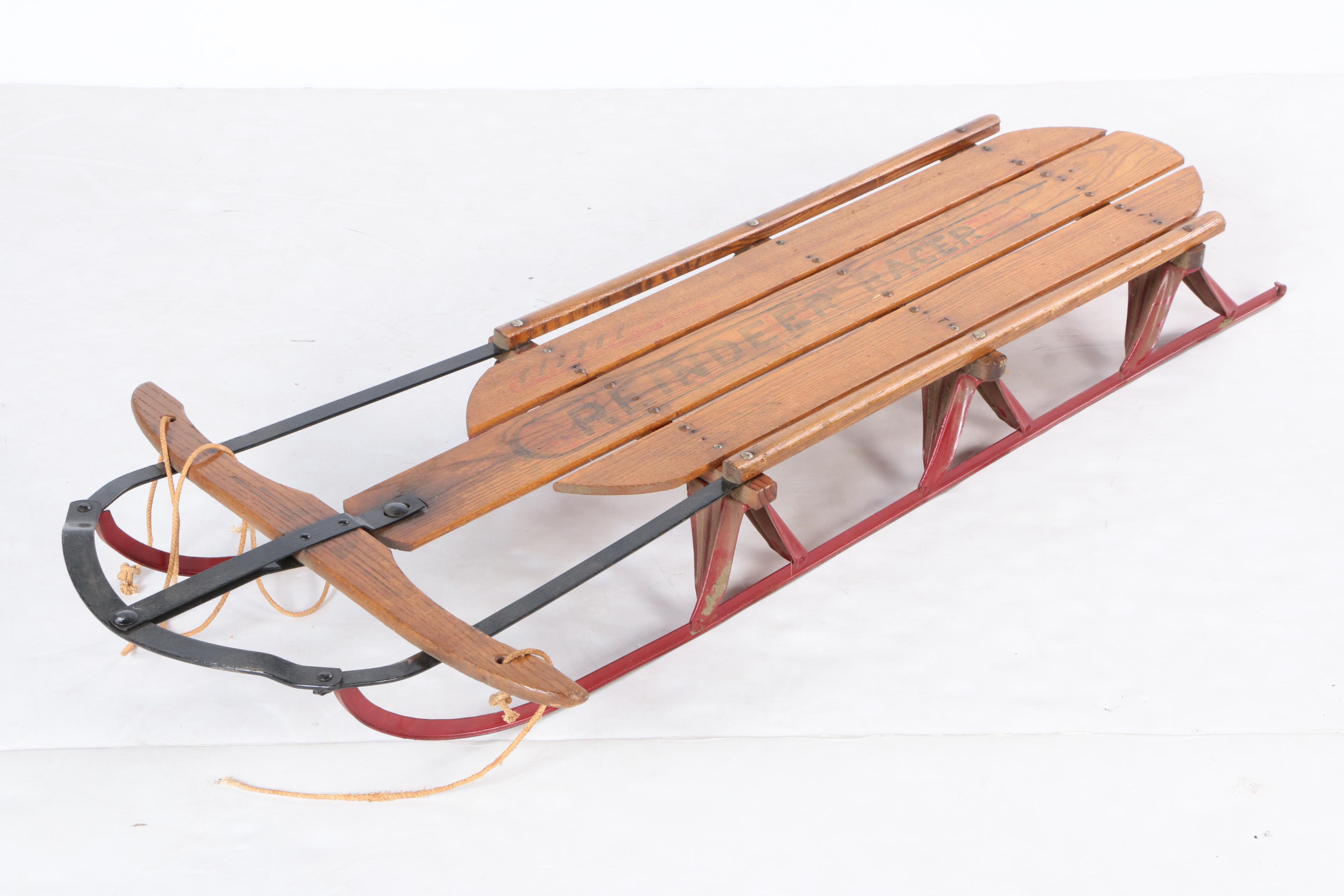 Three Vintage Wood and Metal Sleds
