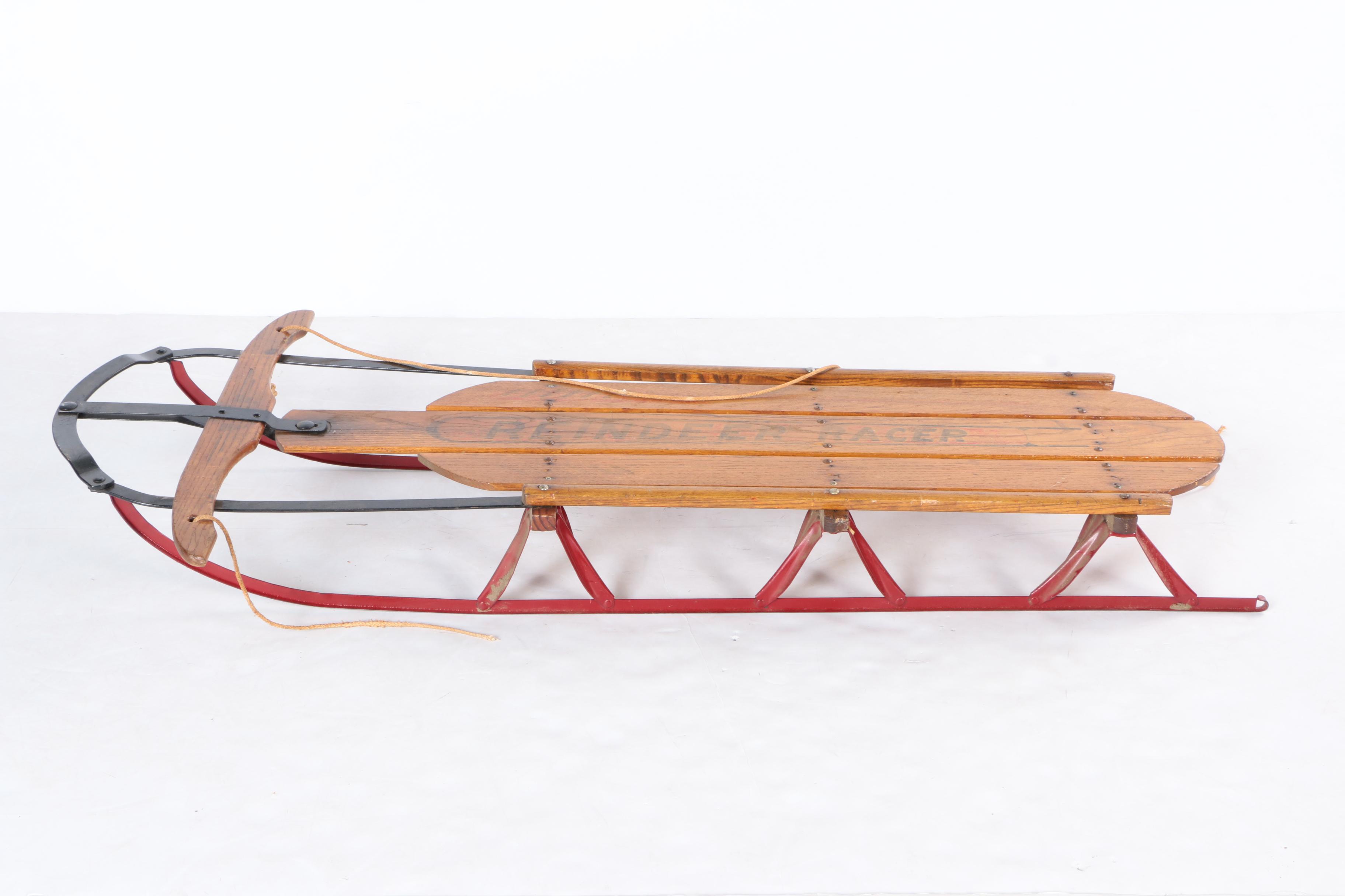 Three Vintage Wood and Metal Sleds