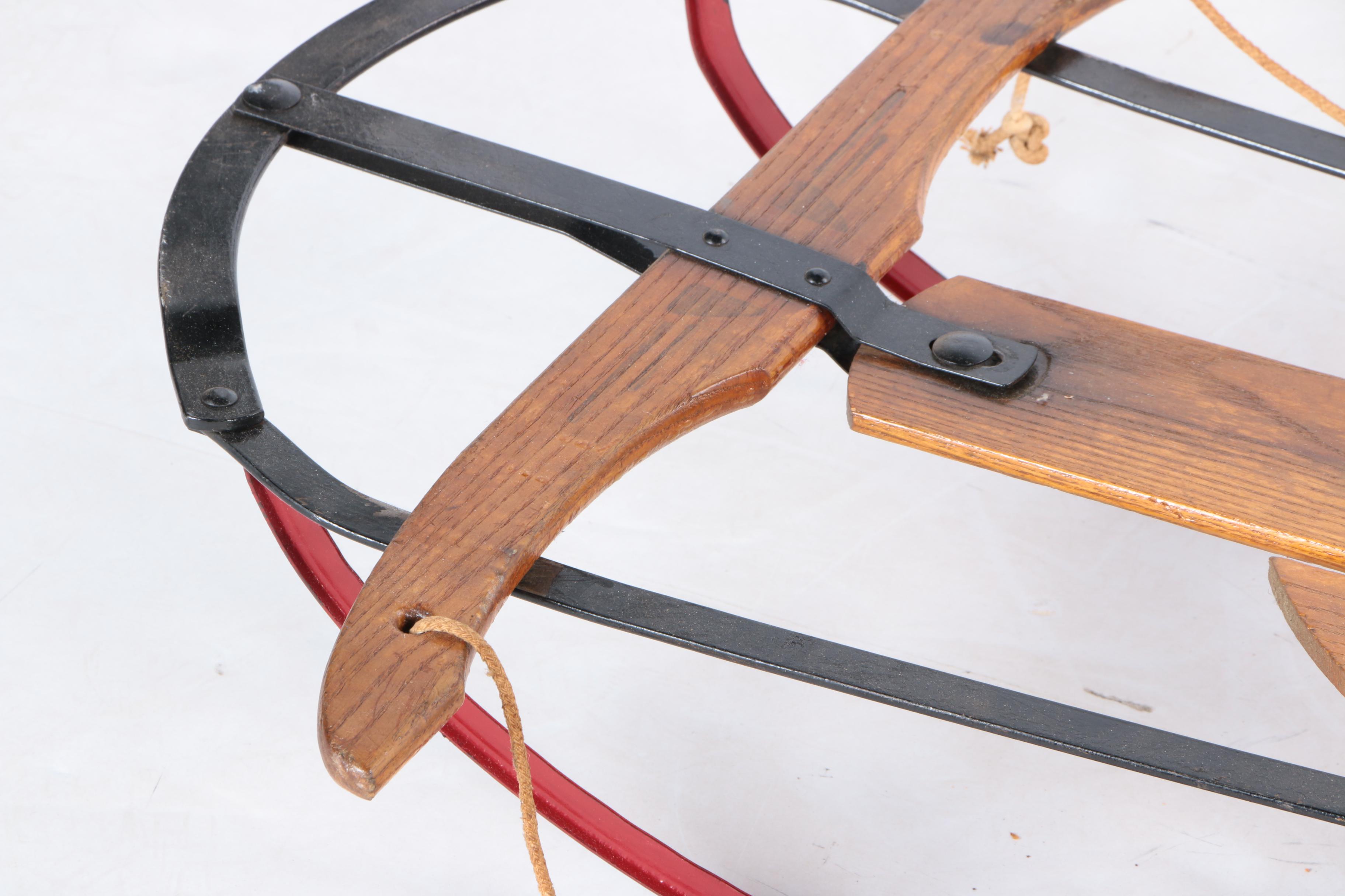 Three Vintage Wood and Metal Sleds