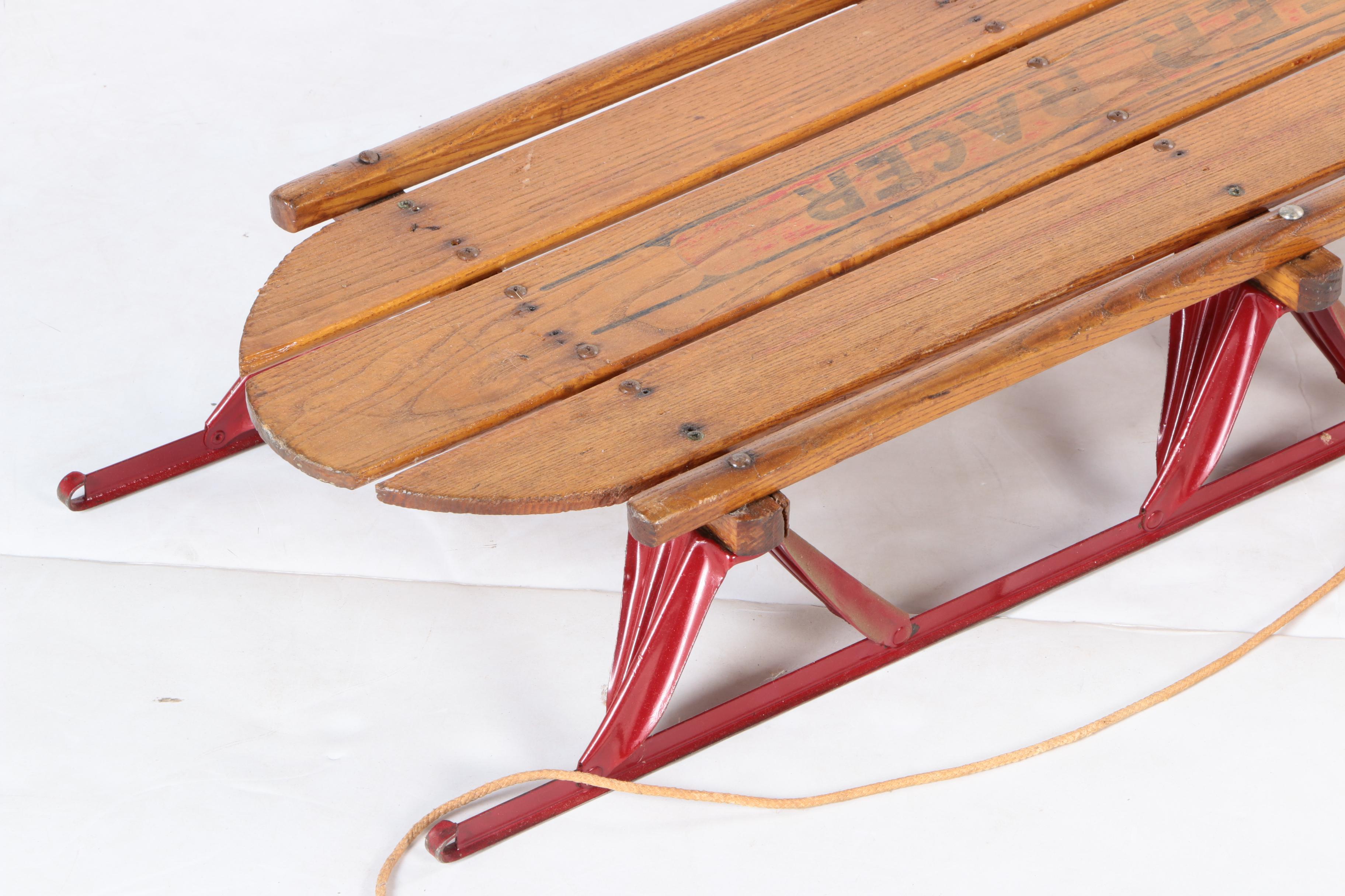 Three Vintage Wood and Metal Sleds