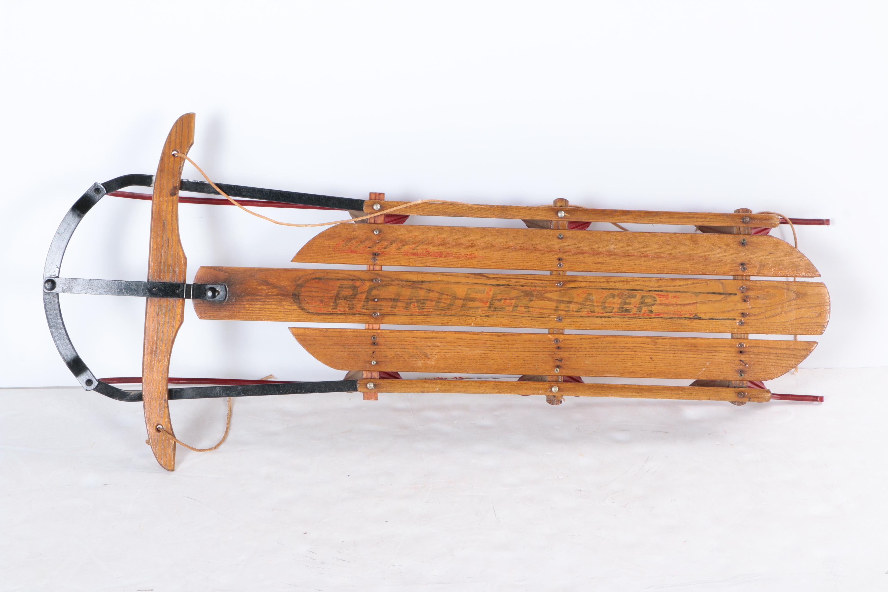 Three Vintage Wood and Metal Sleds