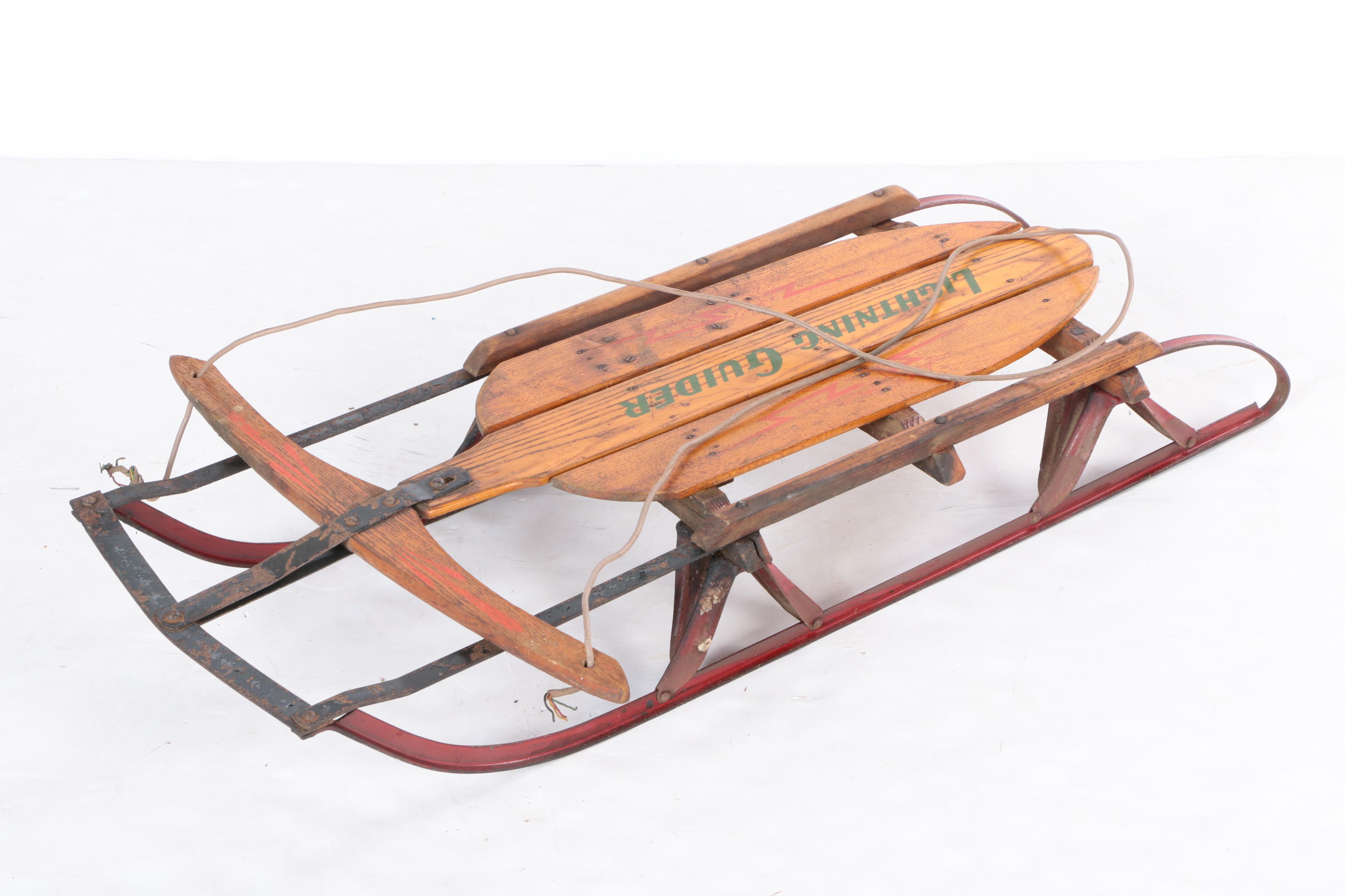 Three Vintage Wood and Metal Sleds