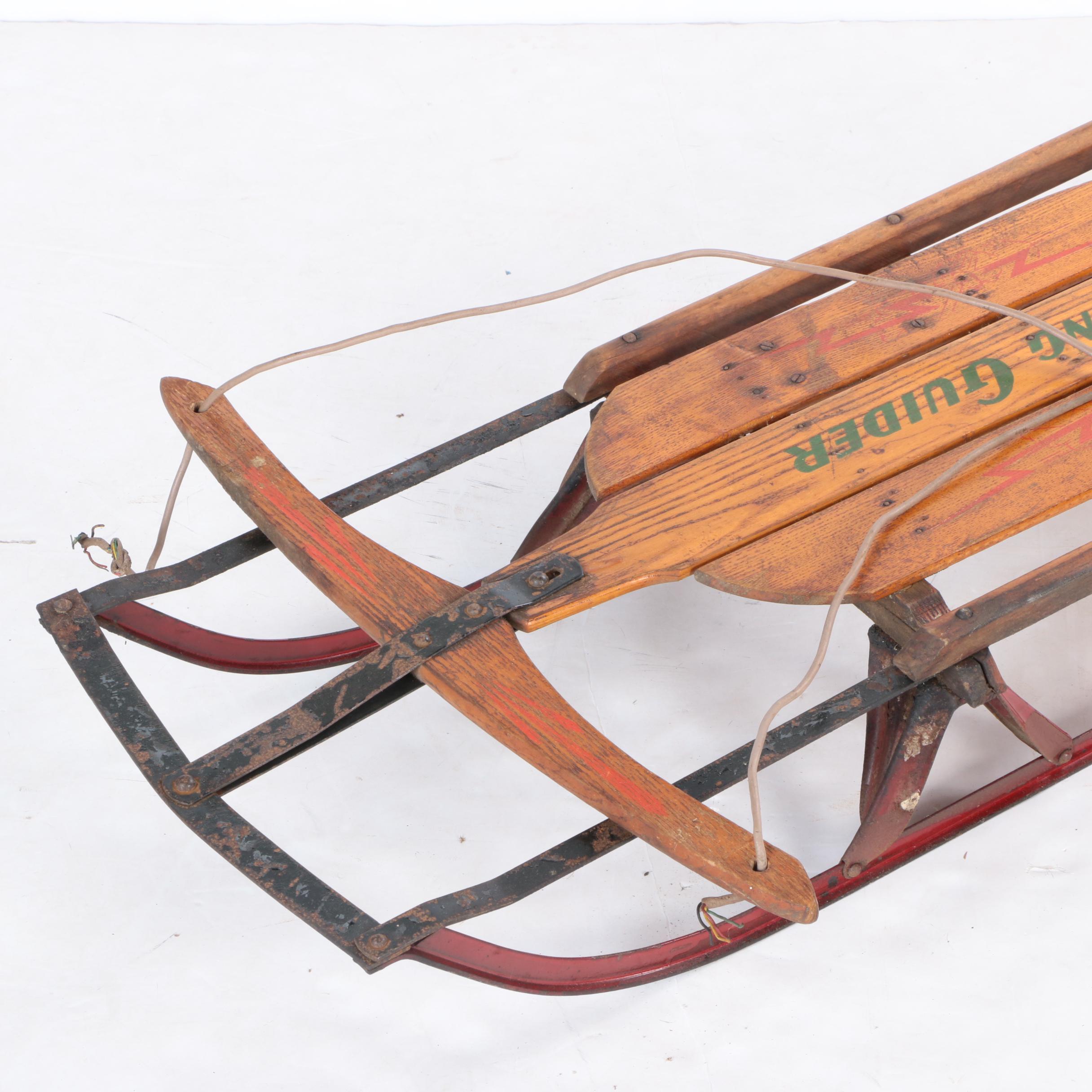 Three Vintage Wood and Metal Sleds