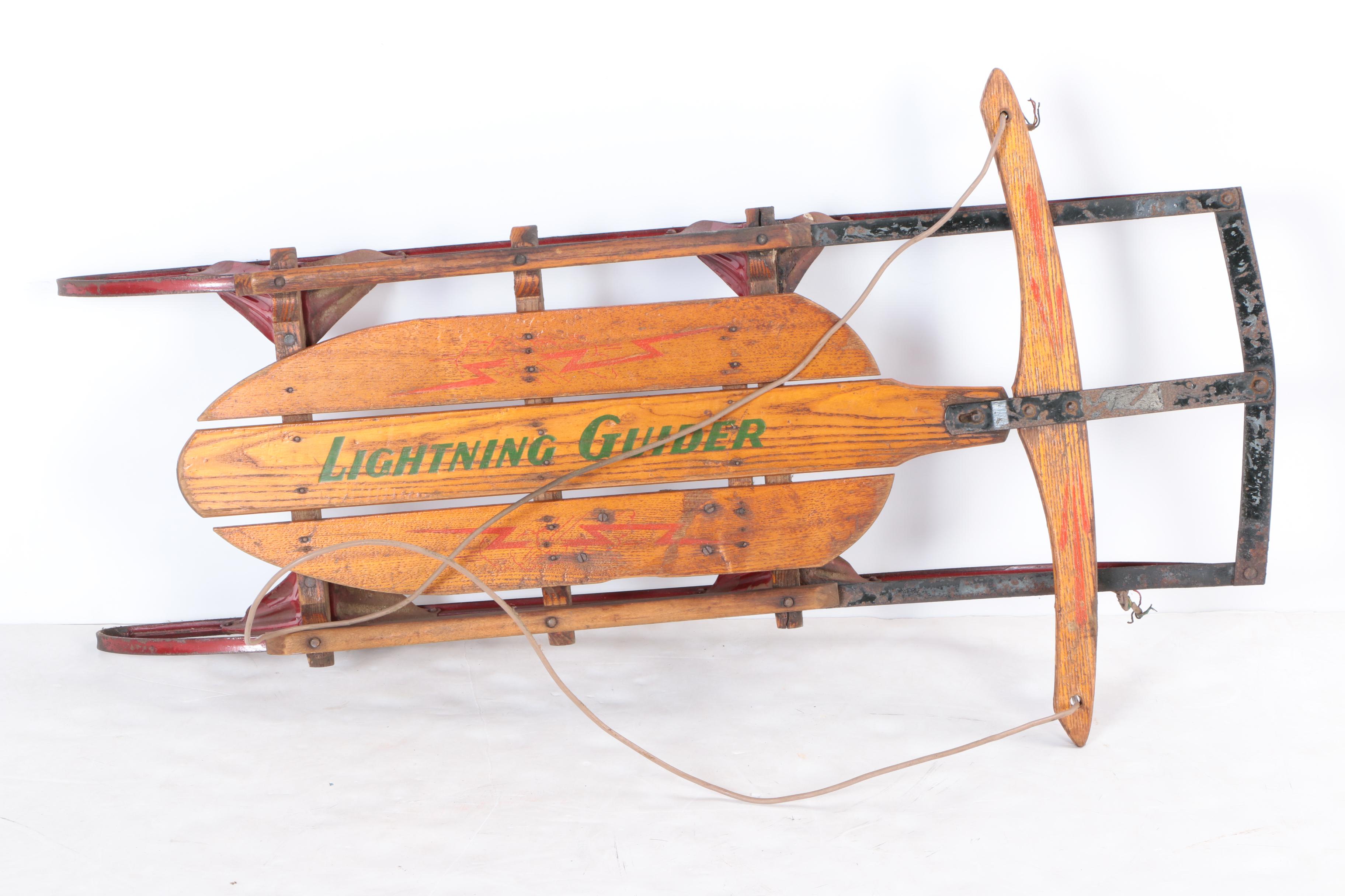 Three Vintage Wood and Metal Sleds