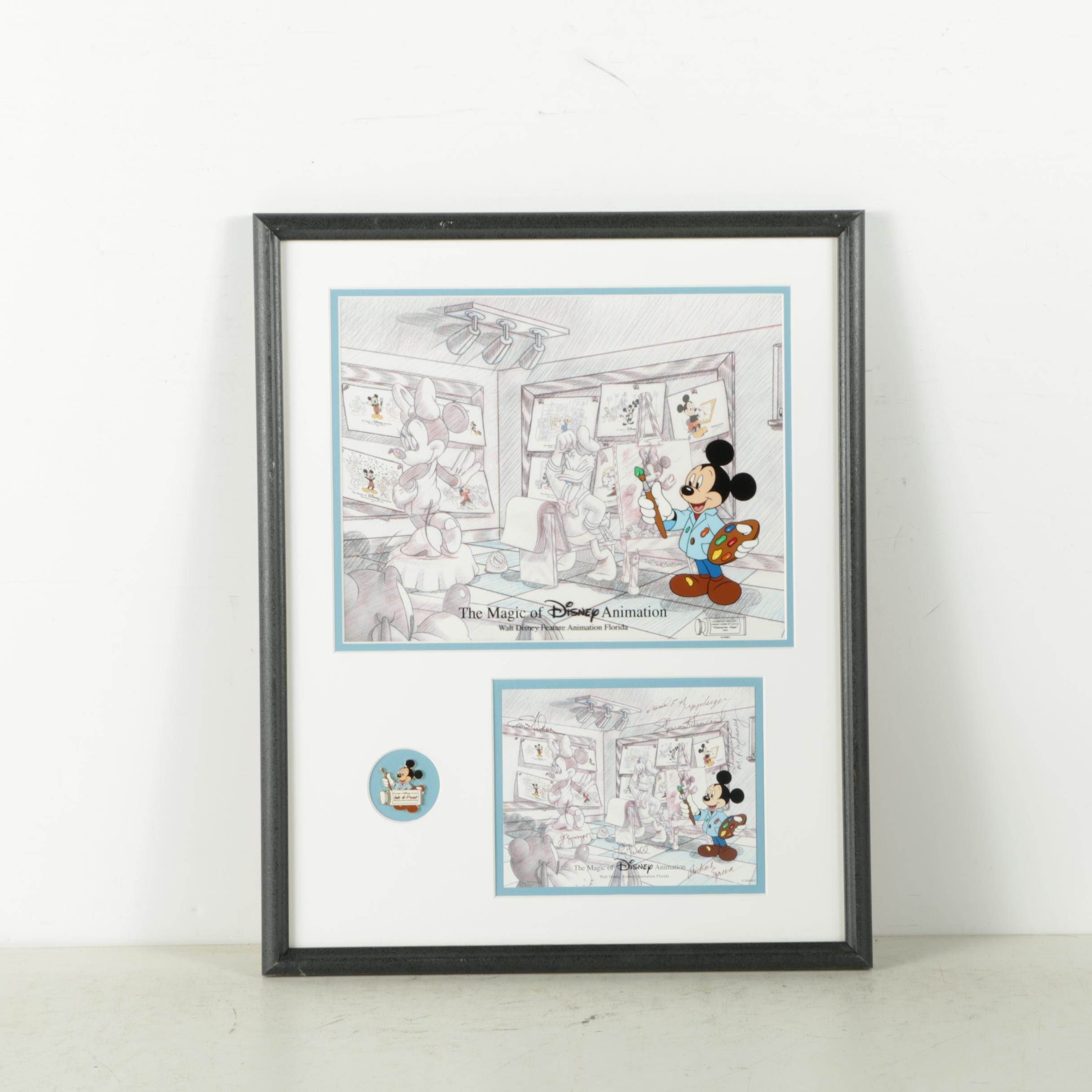 Disney Sericel of Mickey with Autograph Card and Pin "Character Class"
