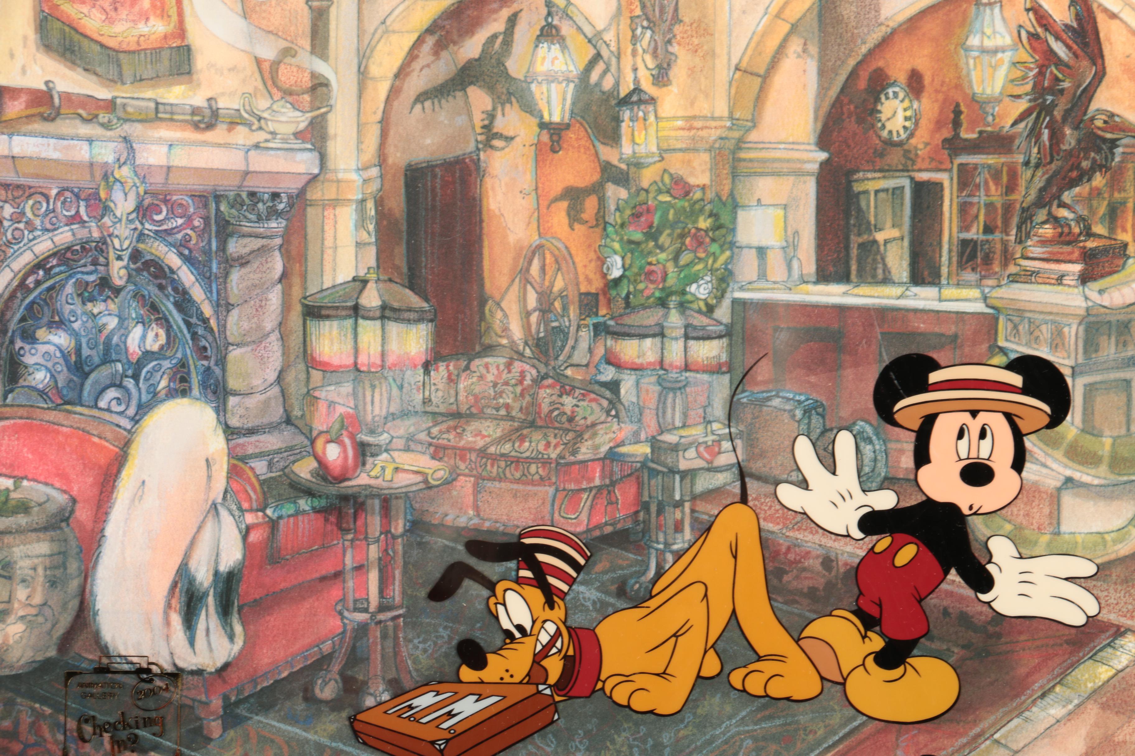 Disney Sericel Print with Pin and Autograph Card "Checking In?"