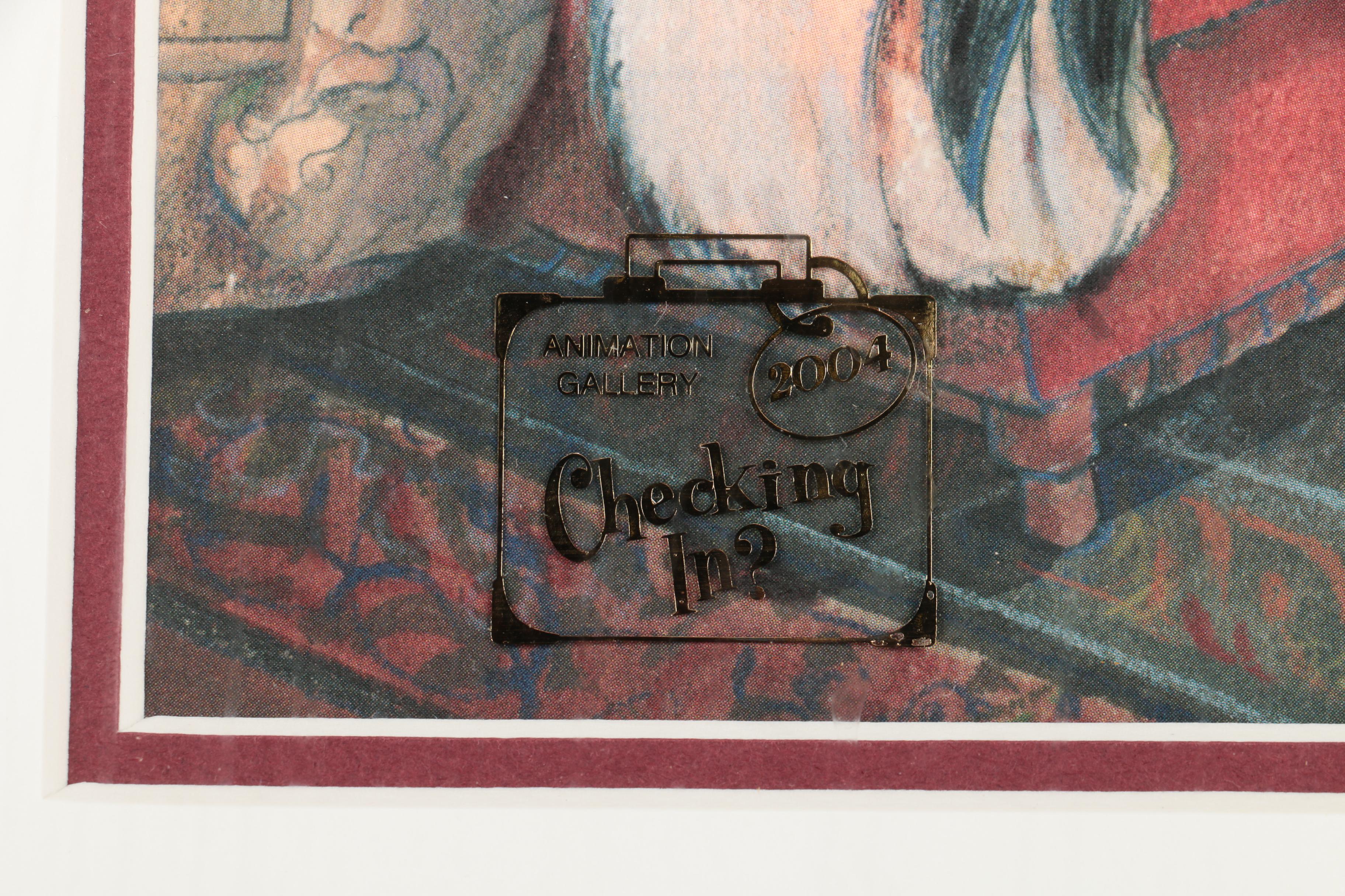 Disney Sericel Print with Pin and Autograph Card "Checking In?"