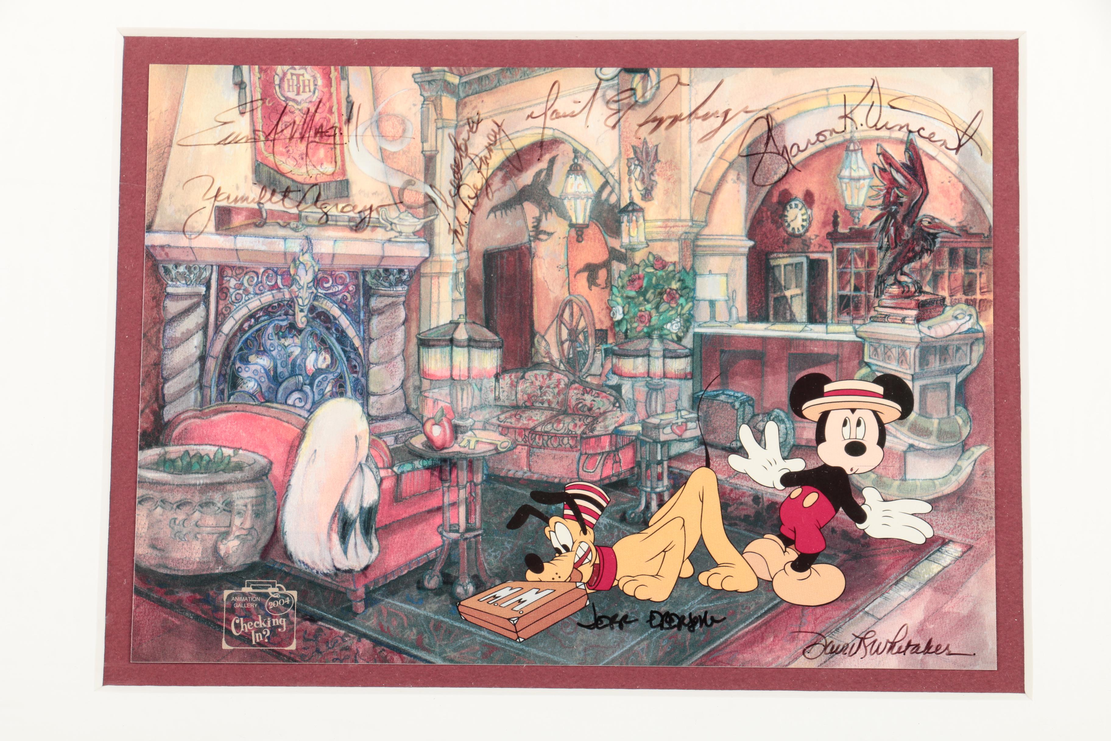 Disney Sericel Print with Pin and Autograph Card "Checking In?"