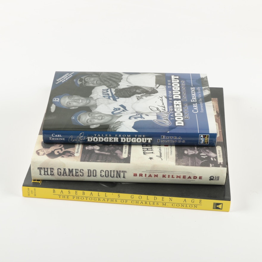 Baseball Books featuring Signed Copy by Carl Erskine