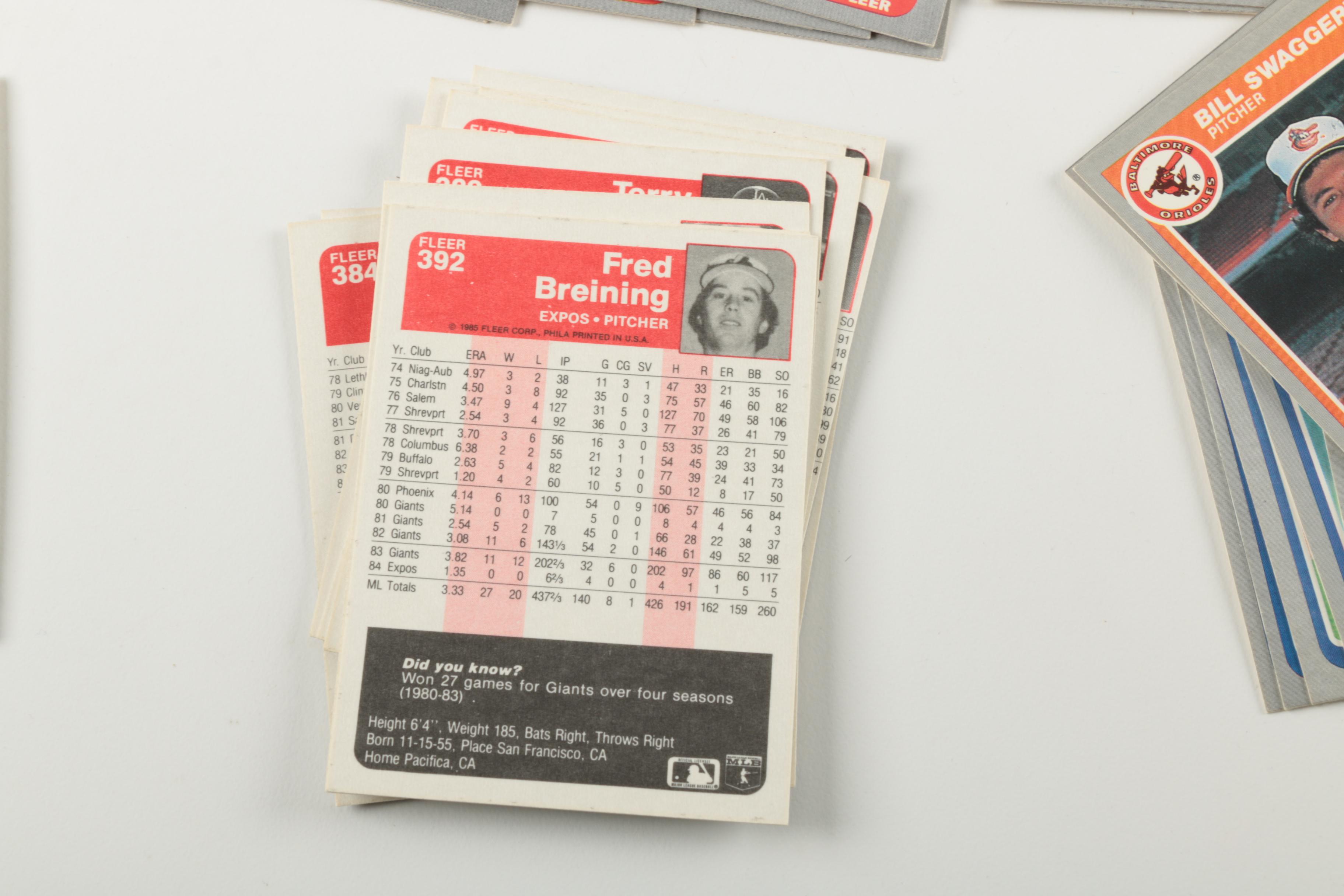 Collection of 1985 Fleer Baseball Cards