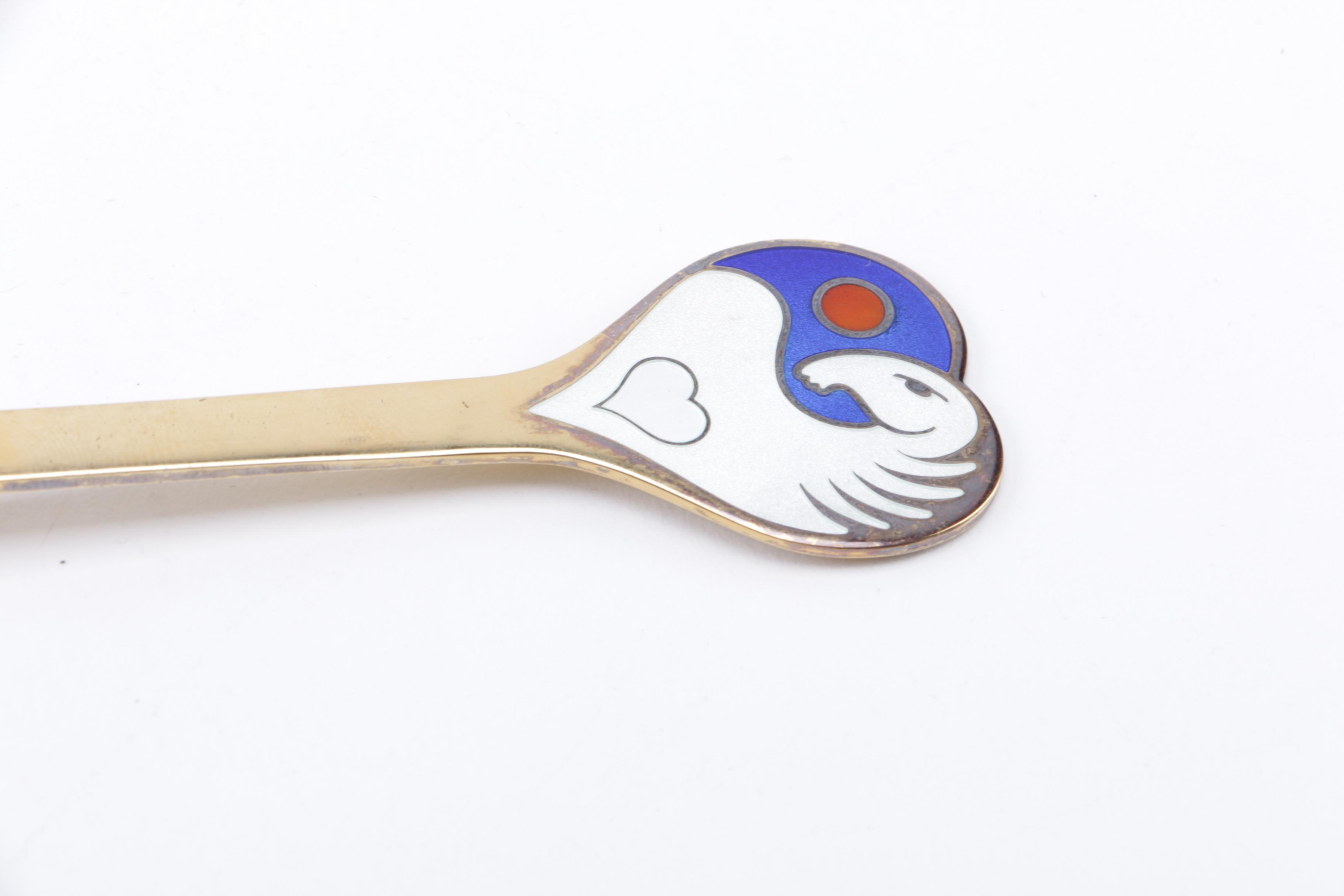Vintage Anton Michelsen Sterling Silver and Enamel Spoon
