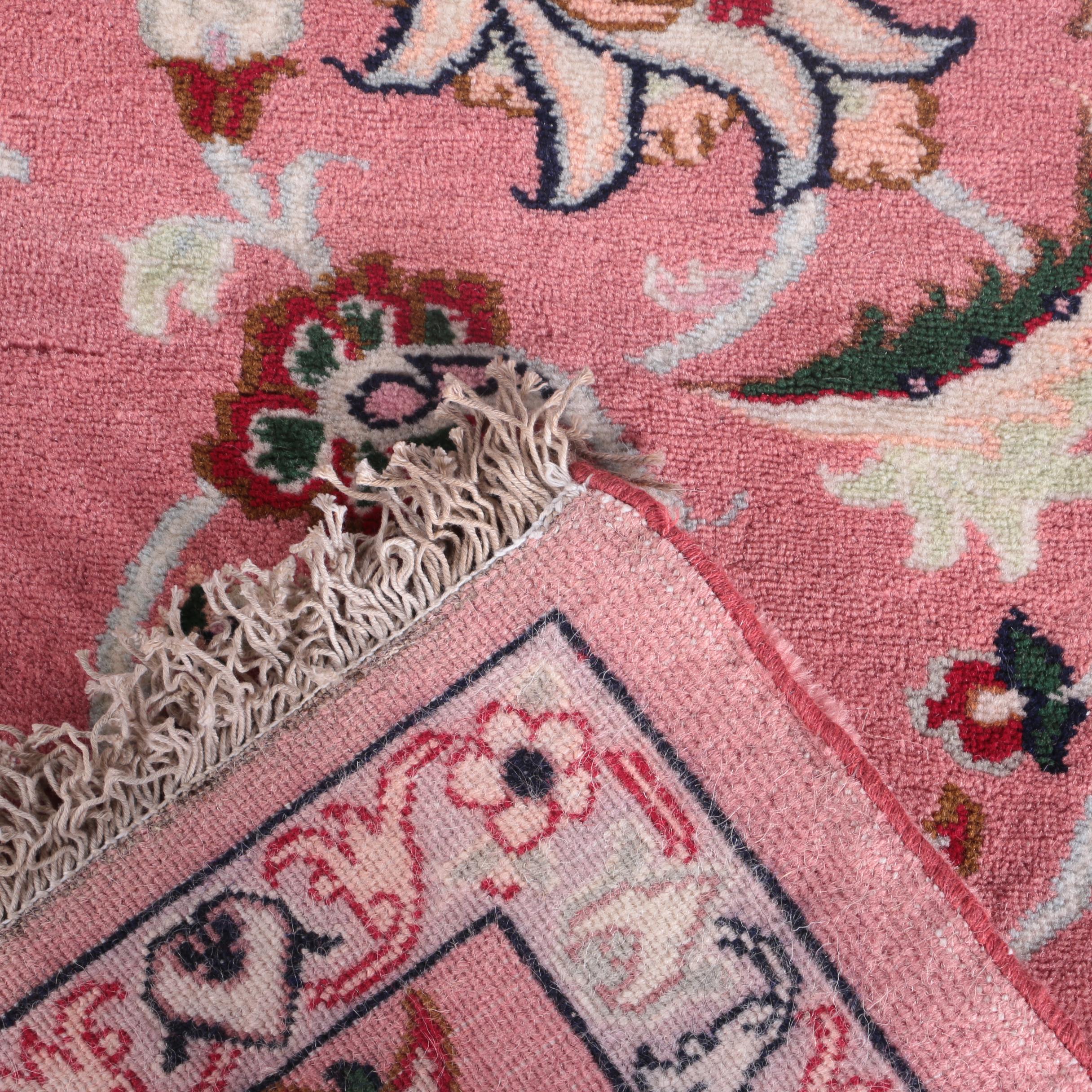 Hand-Knotted Persian Pink Carpet Runner