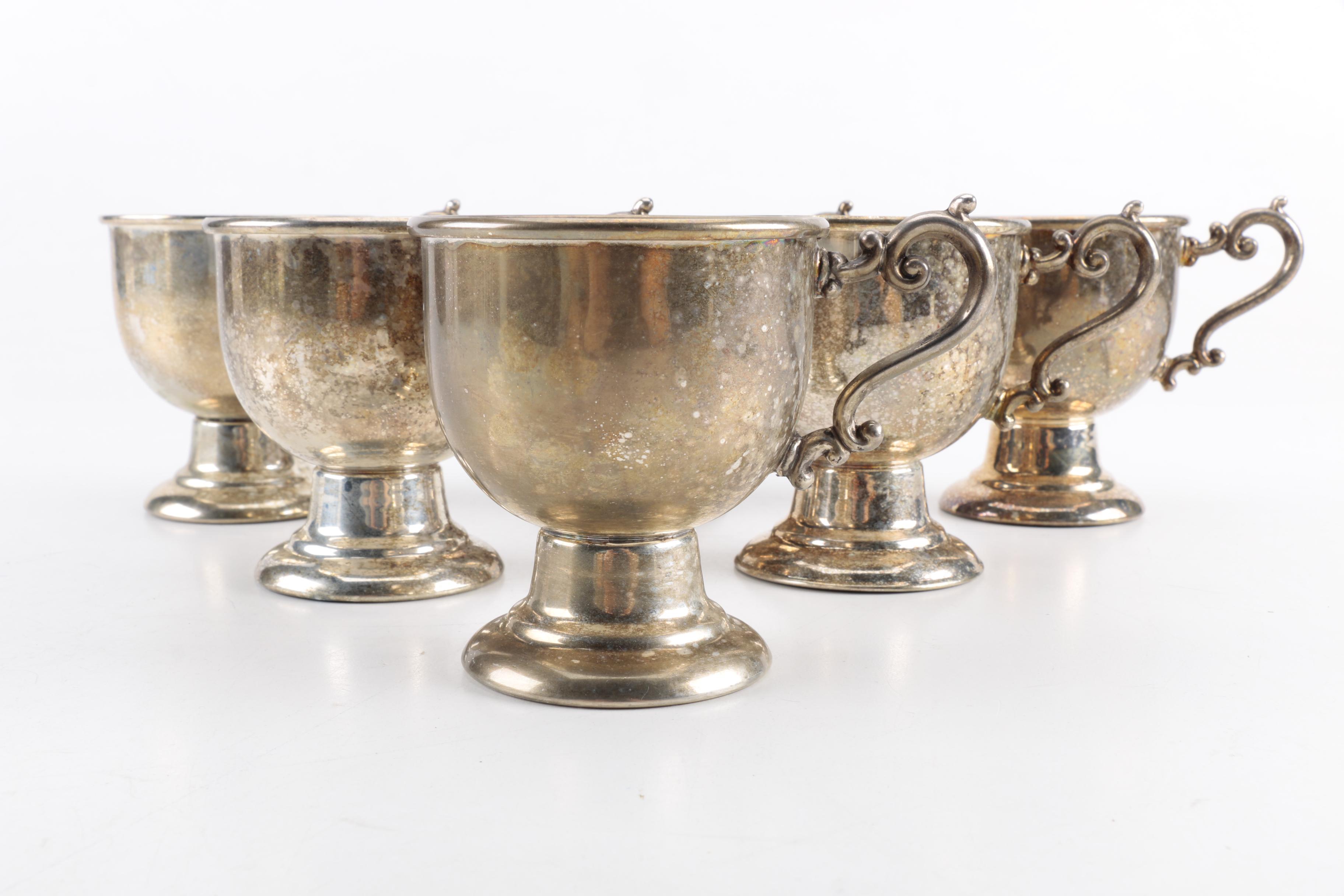 Birmingham Silver Co. Silver Plate on Copper Cup Set