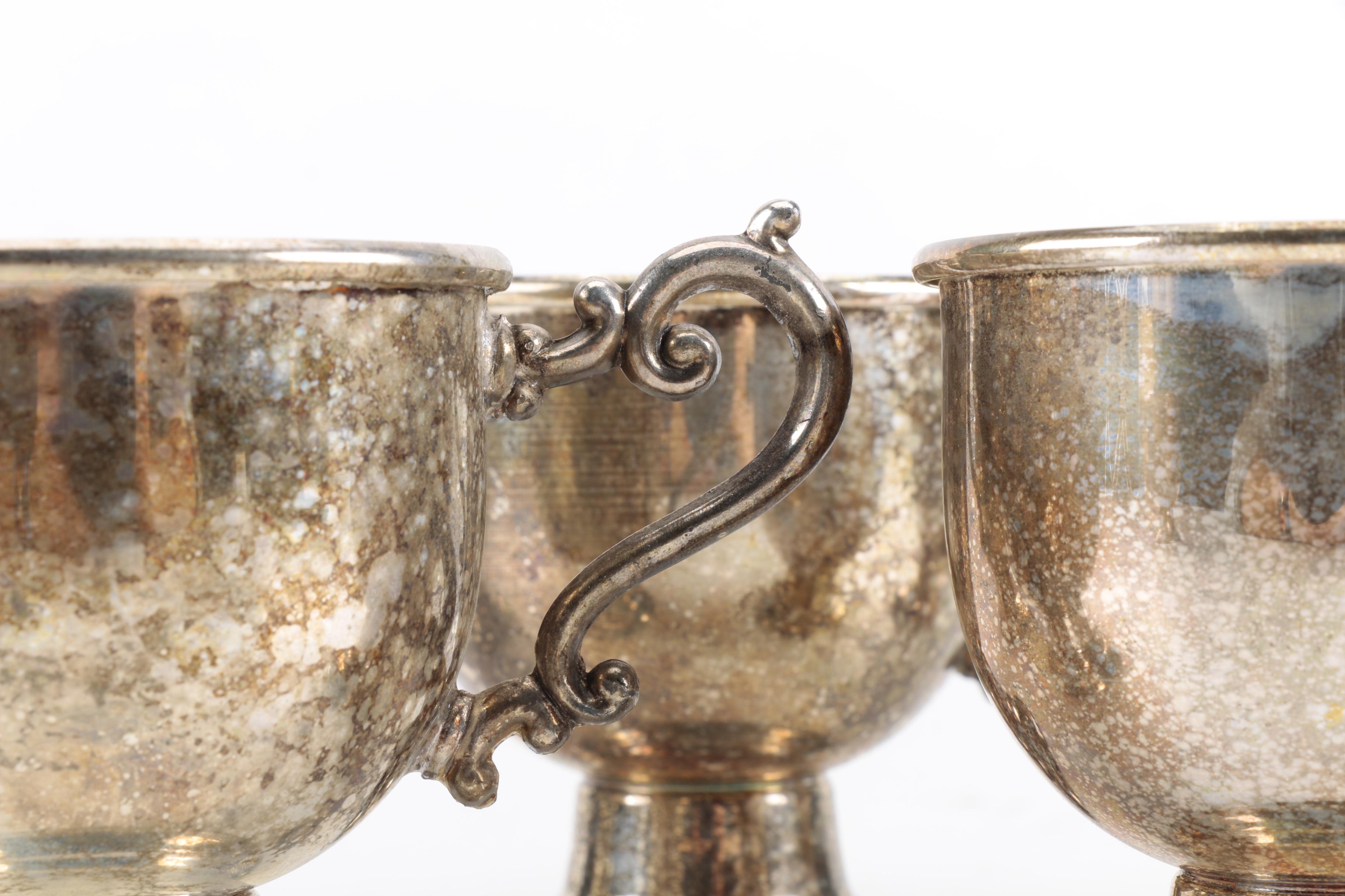 Birmingham Silver Co. Silver Plate on Copper Cup Set