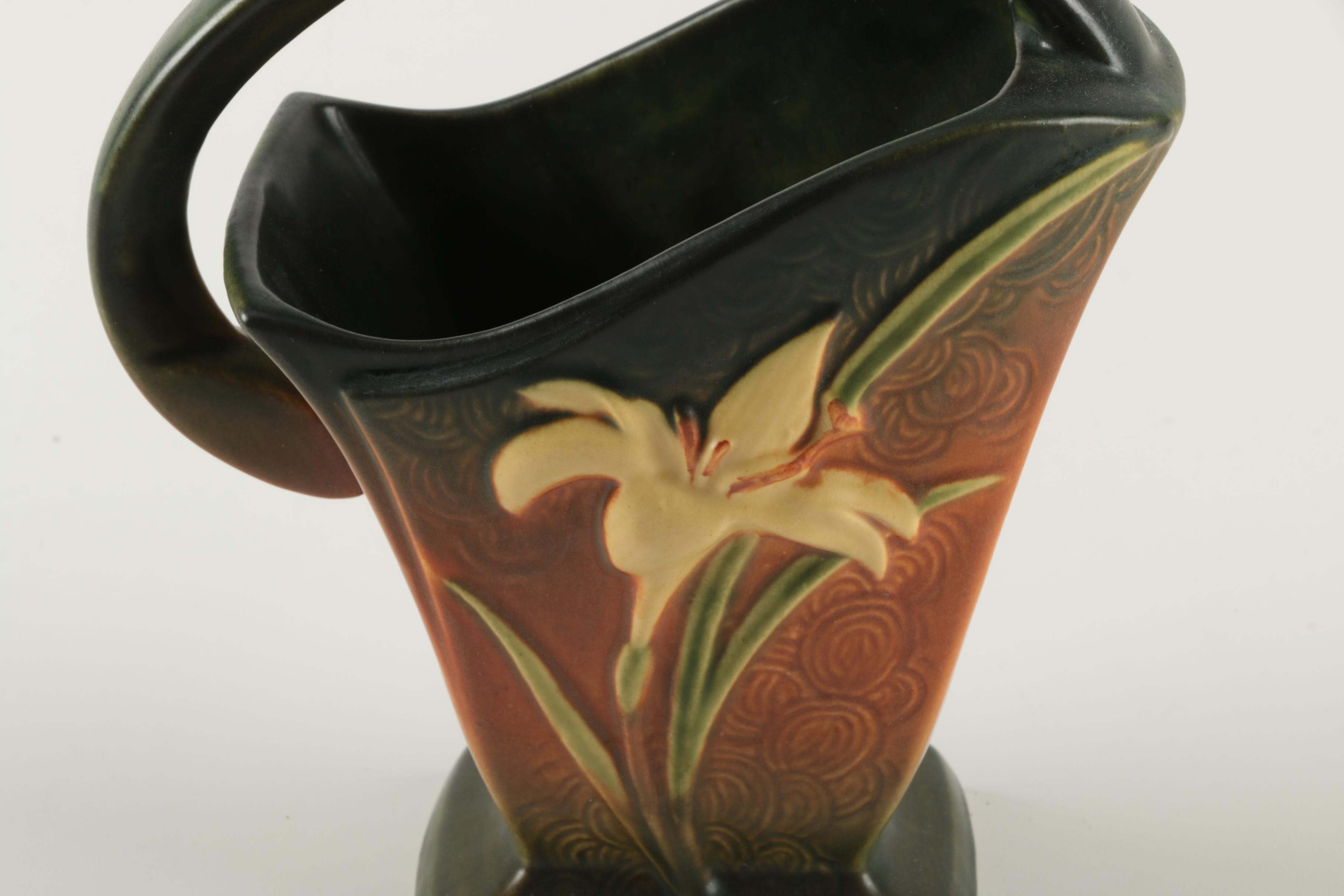 Vintage Roseville Zephyr Lily Basket Vase