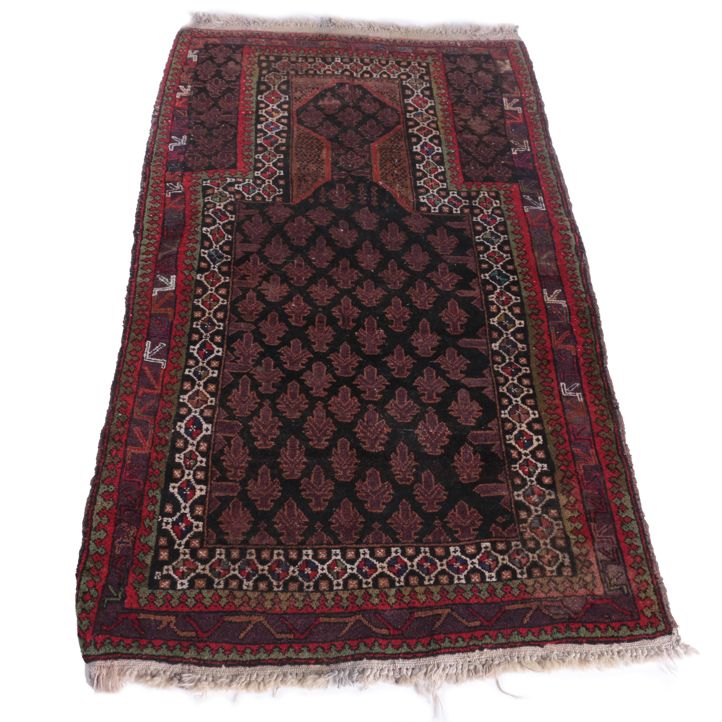 Antique Hand-Knotted Beshir Ersari Prayer Rug