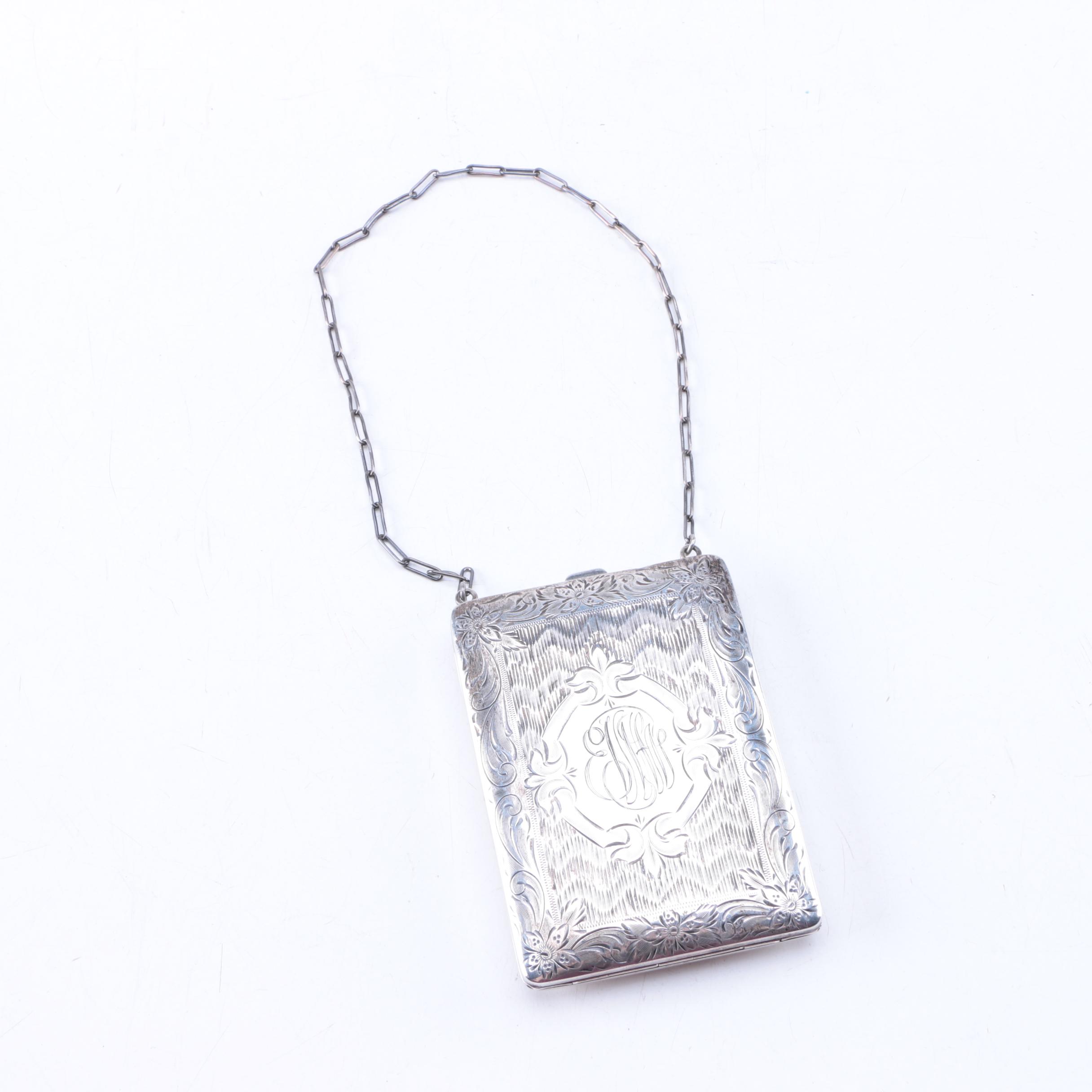 Antique Sterling Silver Coin and Card Case