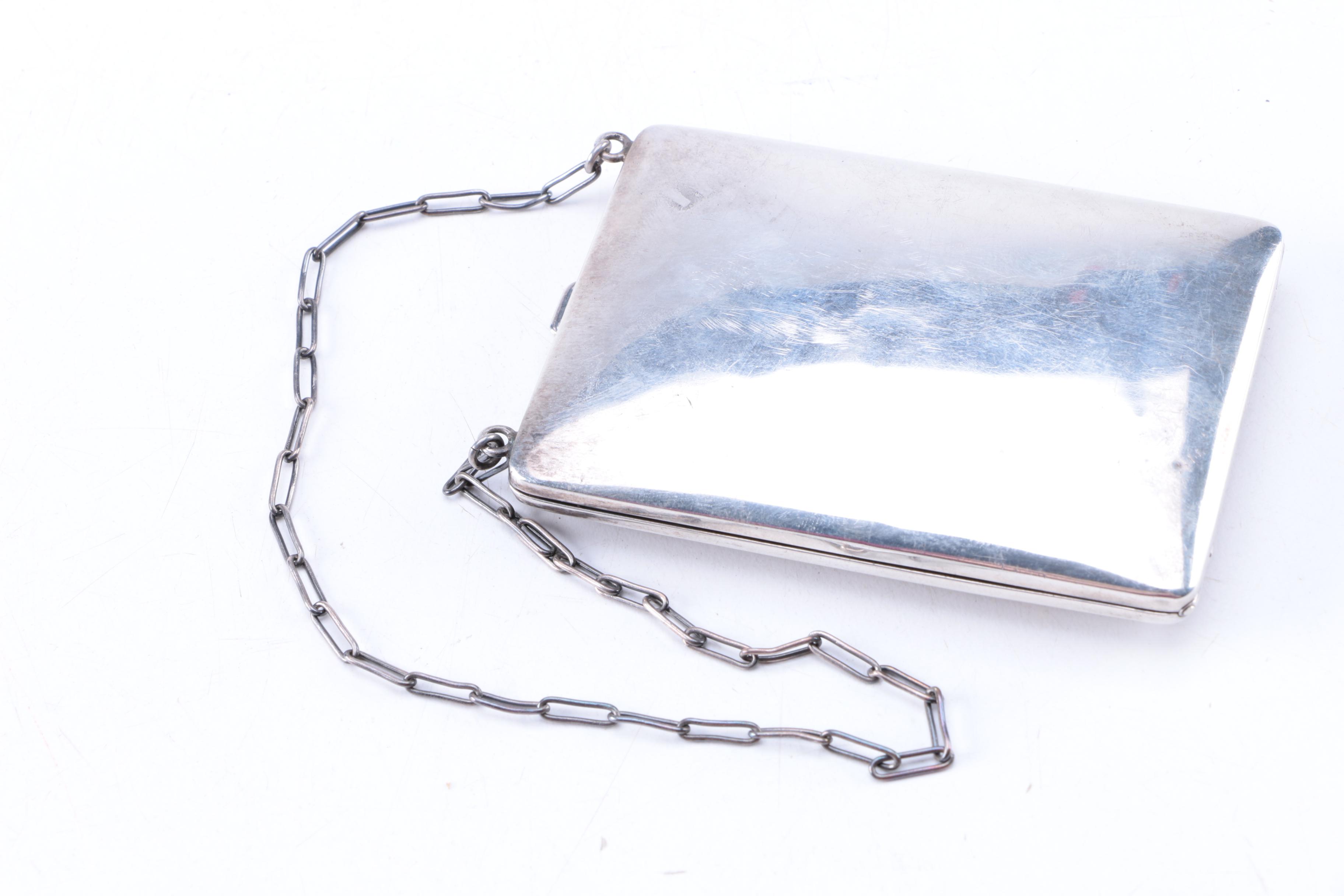 Antique Sterling Silver Coin and Card Case
