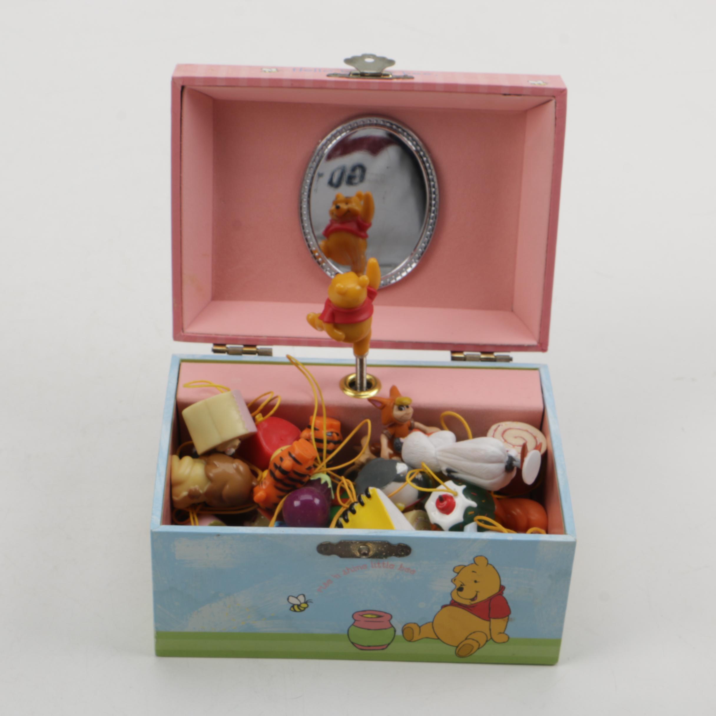 Winnie the Pooh Music and Jewelry Box with Miniature Pooh Ornaments