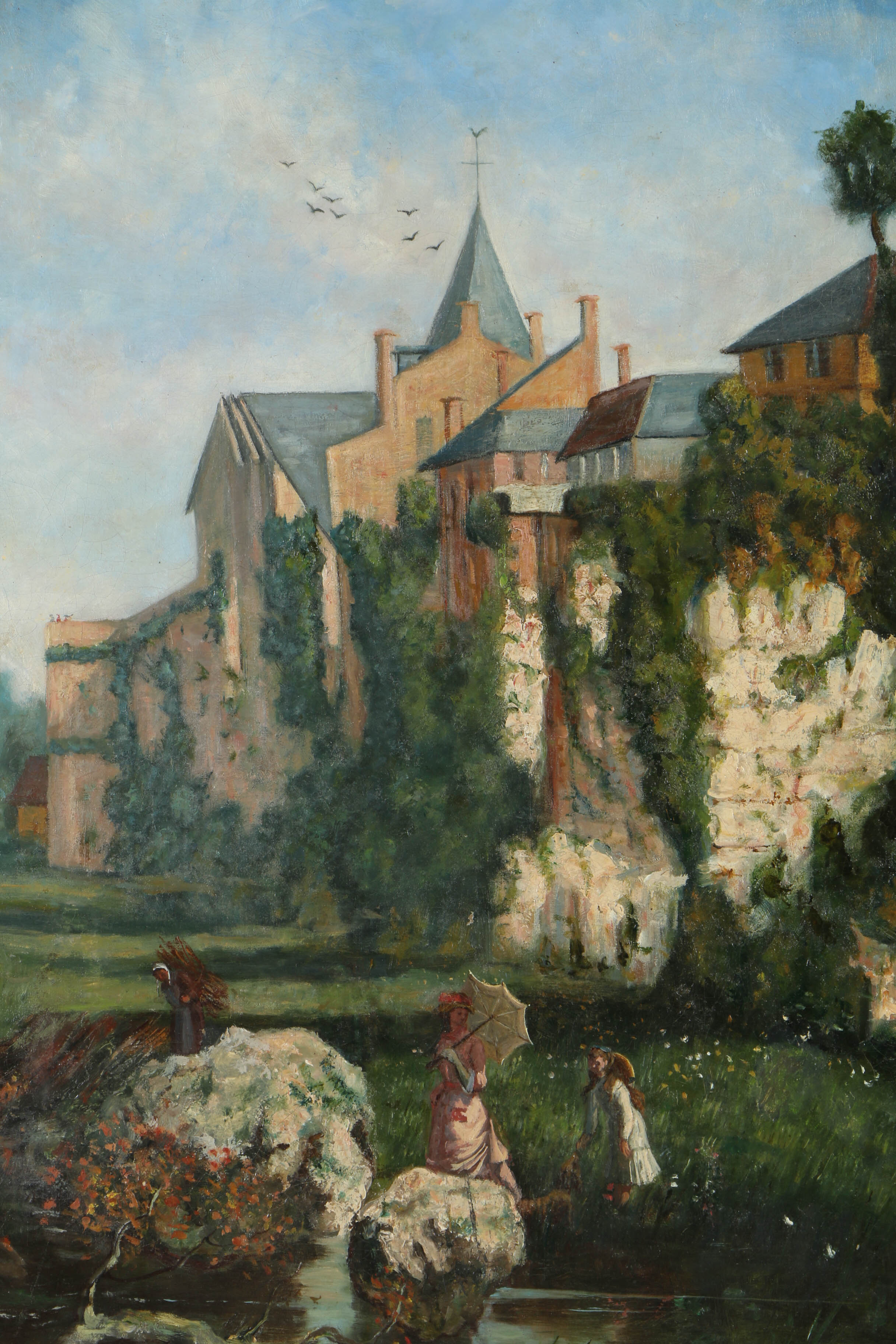 Oil Painting on Canvas of a Victorian Genre Landscape