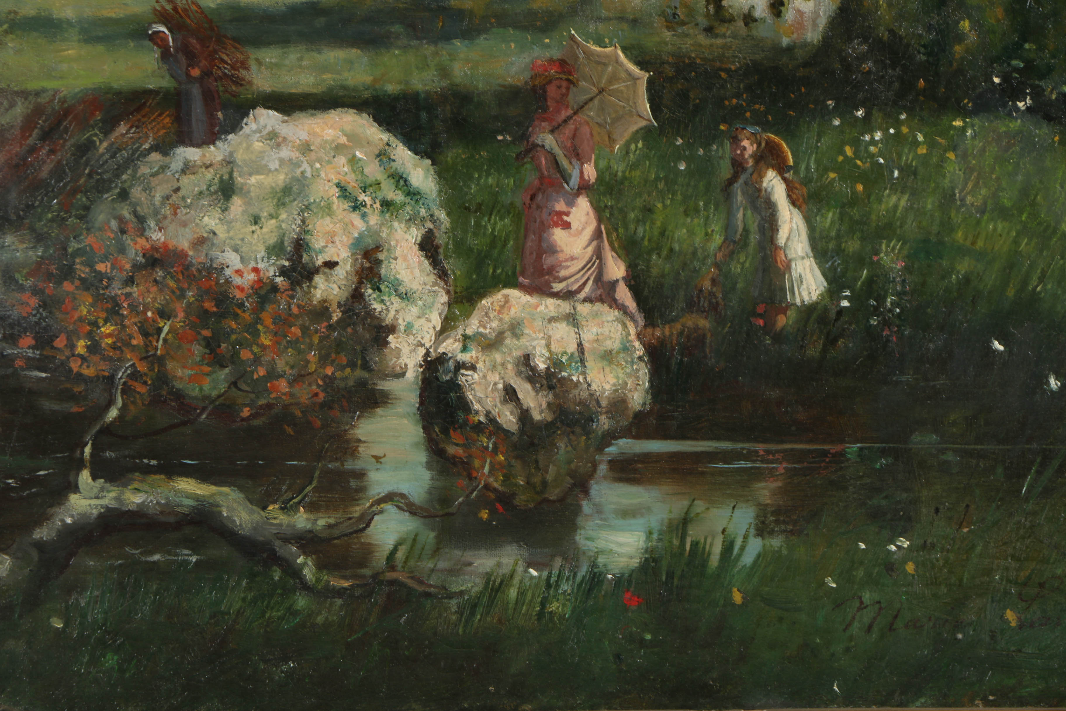 Oil Painting on Canvas of a Victorian Genre Landscape