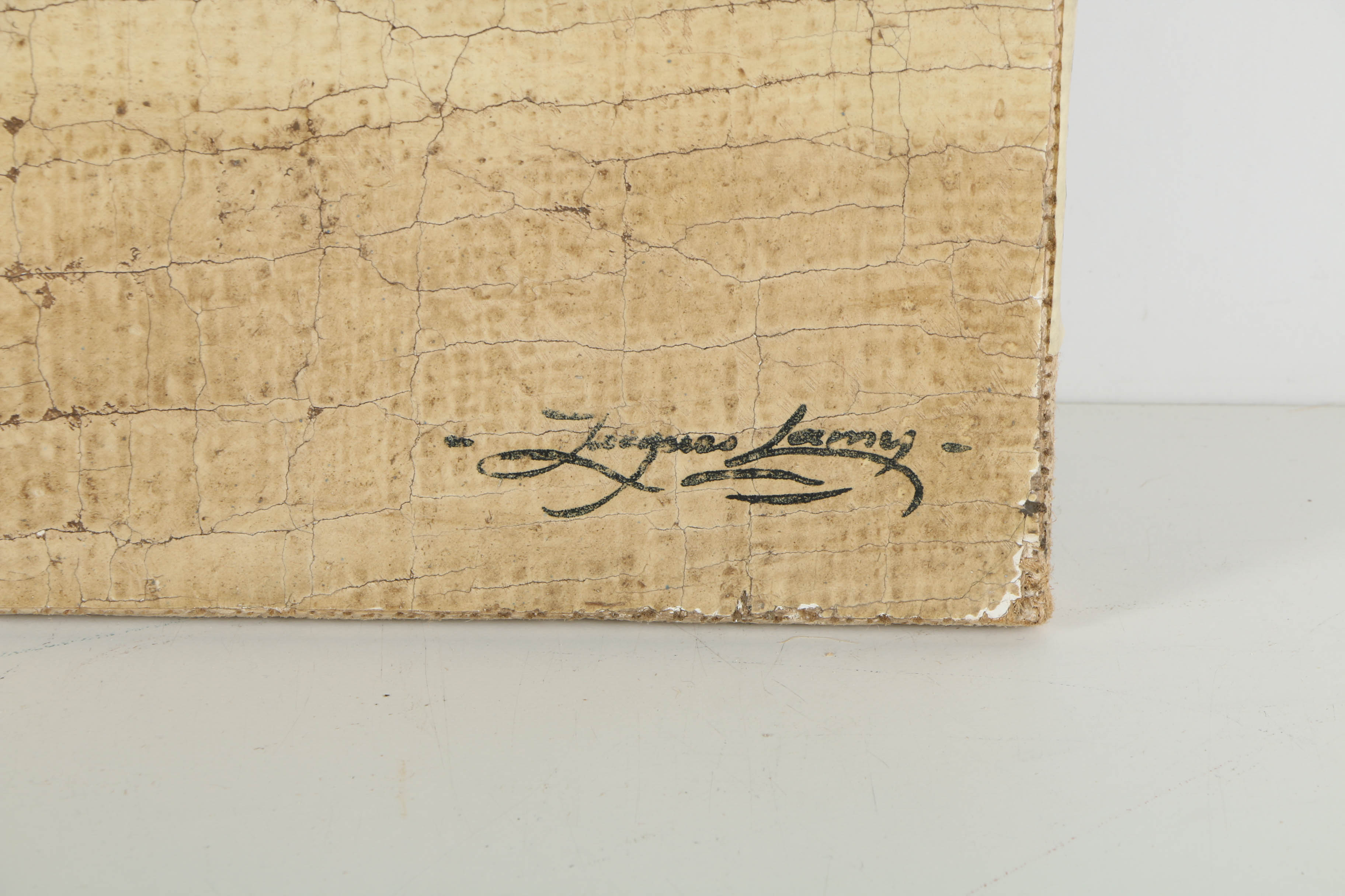 Jacques Lamy Fresco Painting on Burlap Fruit Still Life