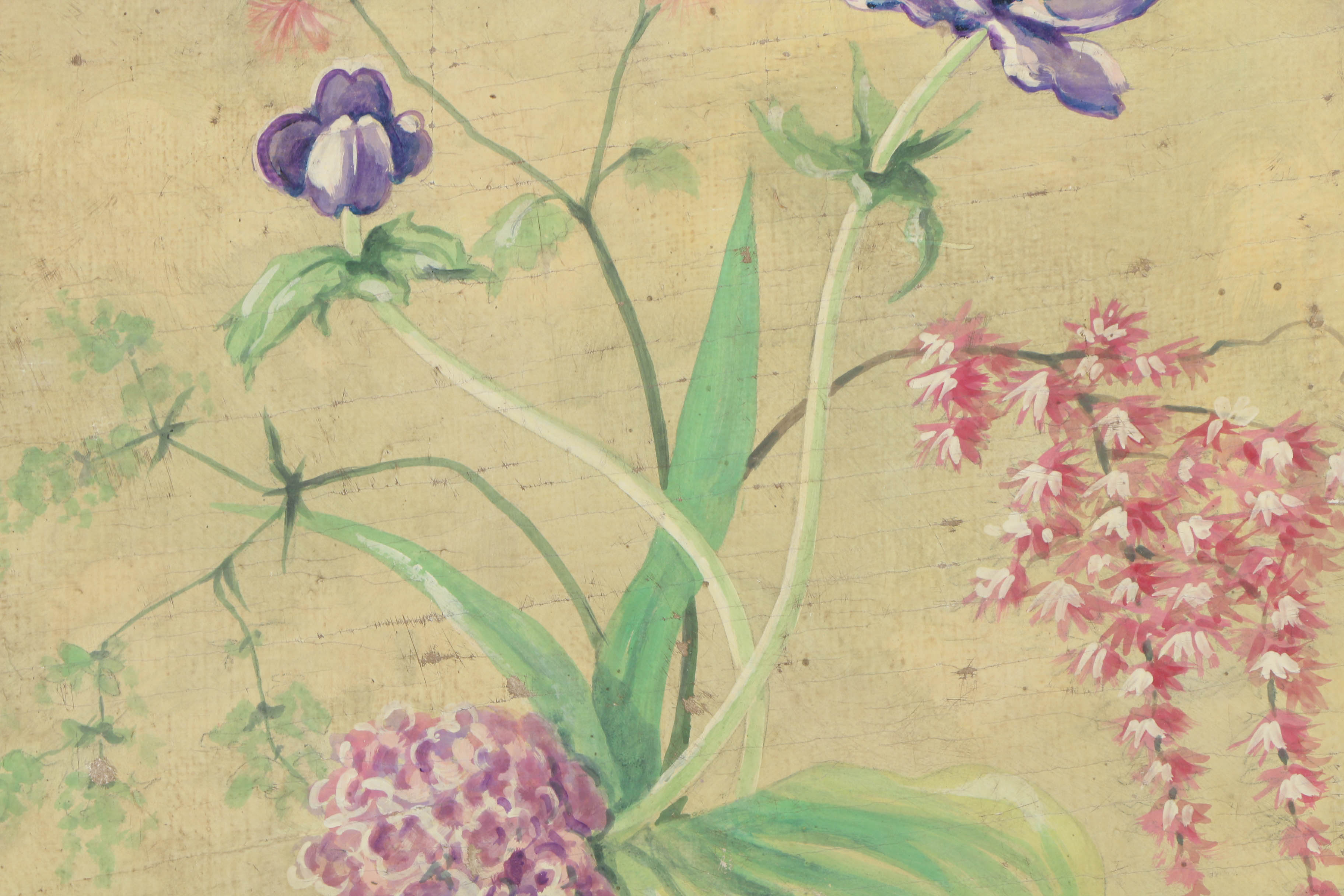 Jacques Lamy Fresco Painting on Burlap of Floral Still Life