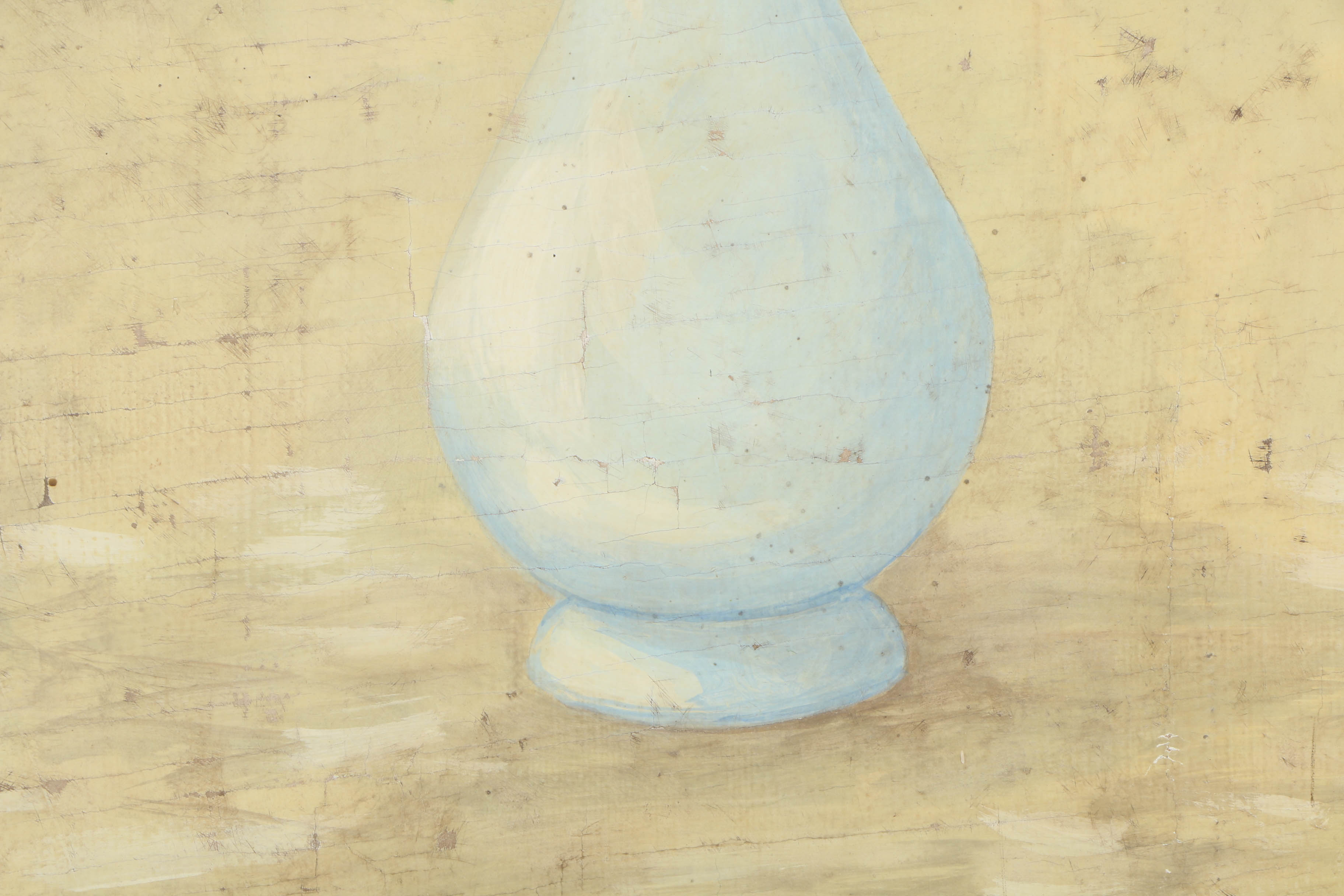 Jacques Lamy Fresco Painting on Burlap of Floral Still Life