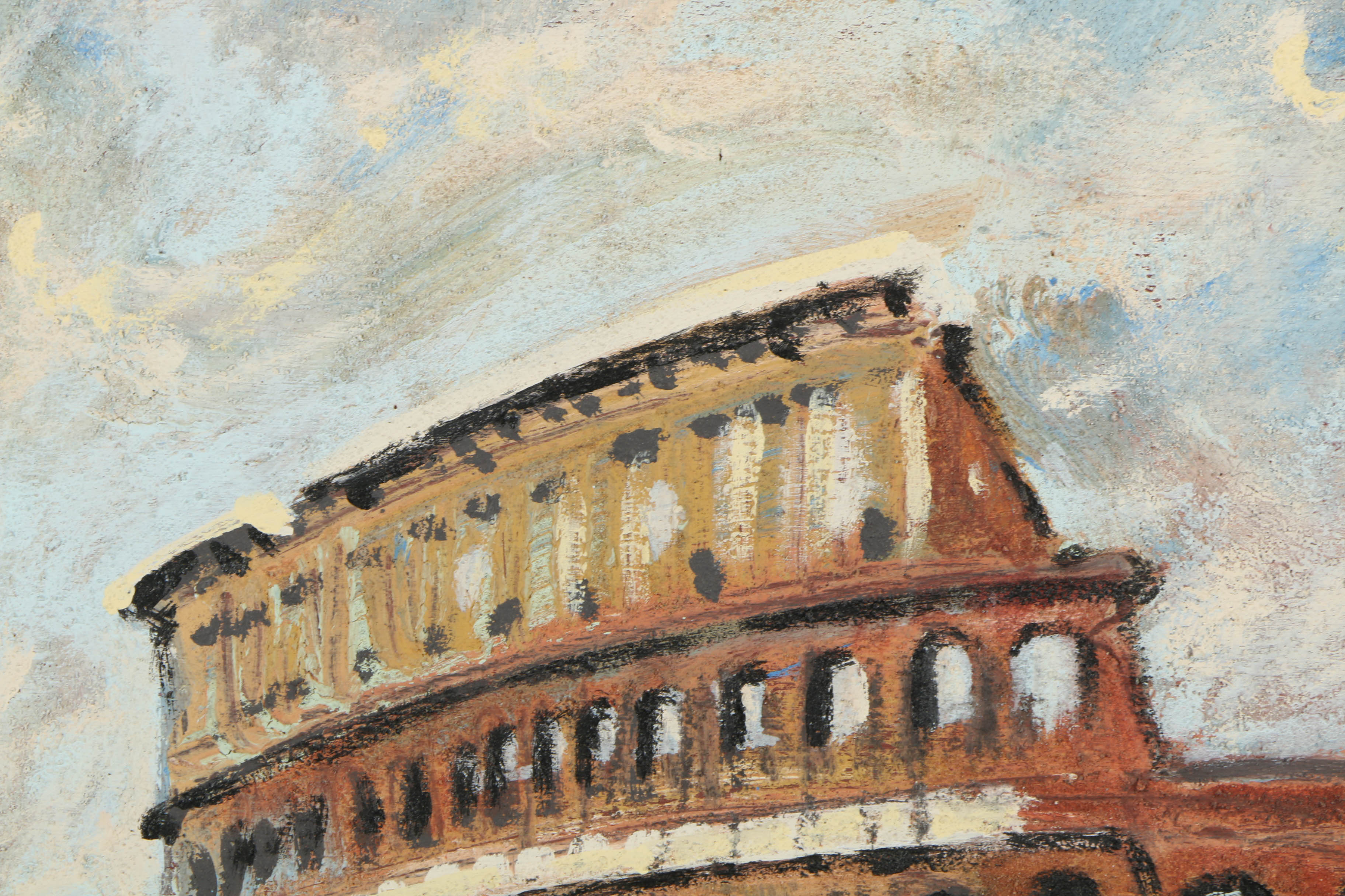 Jacques Lamy Plaster Painting on Board "Rome - The Colosseum"