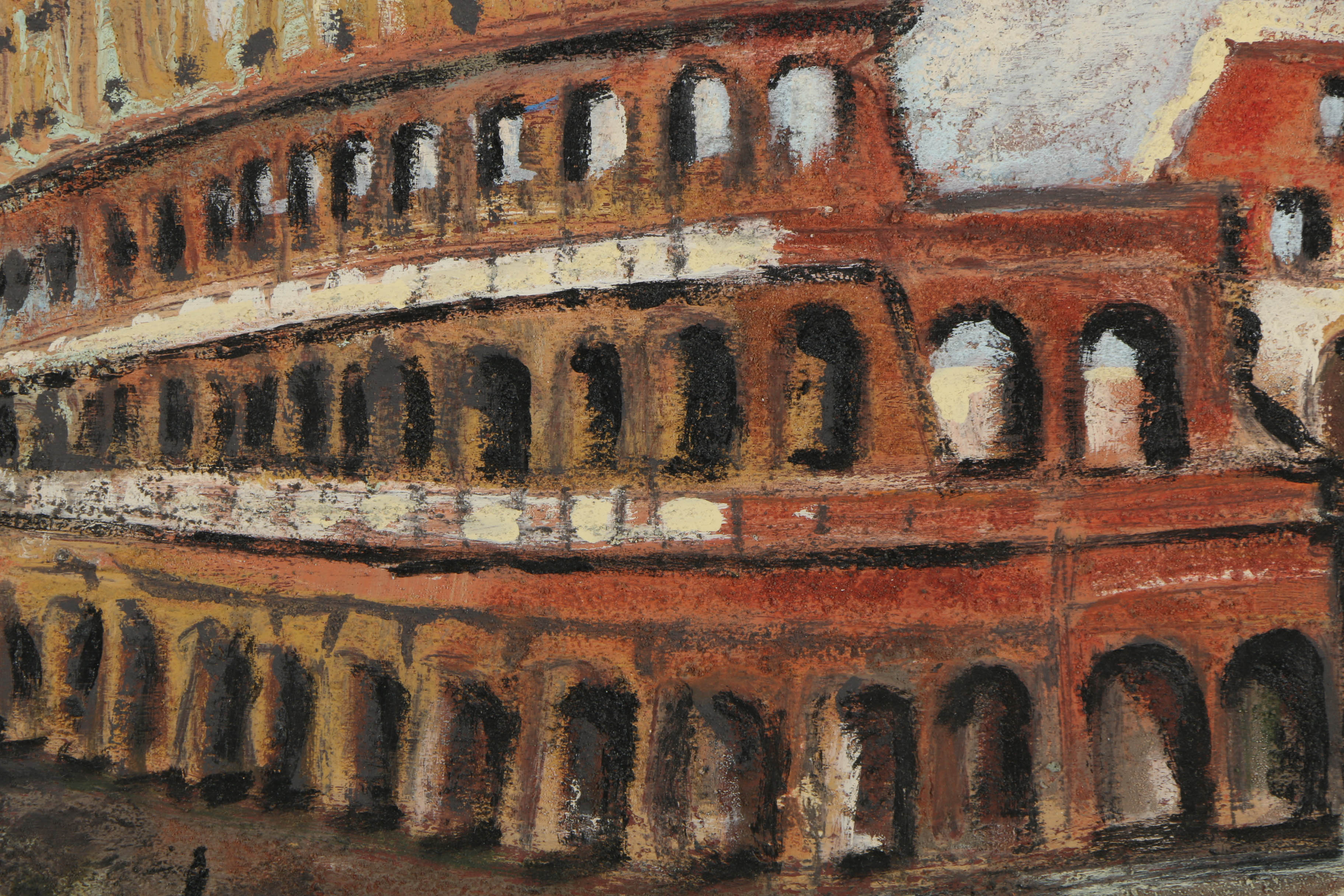 Jacques Lamy Plaster Painting on Board "Rome - The Colosseum"