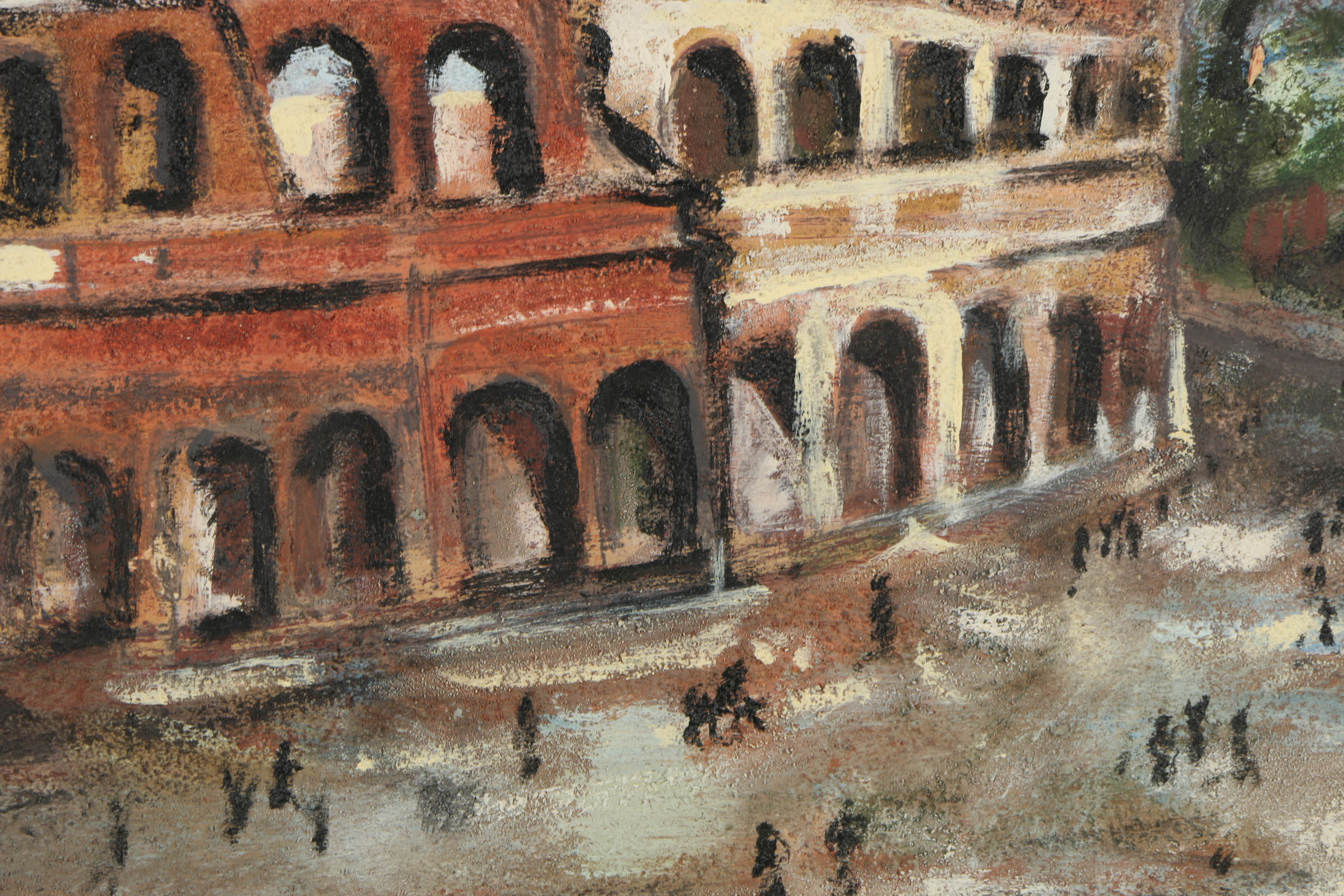 Jacques Lamy Plaster Painting on Board "Rome - The Colosseum"