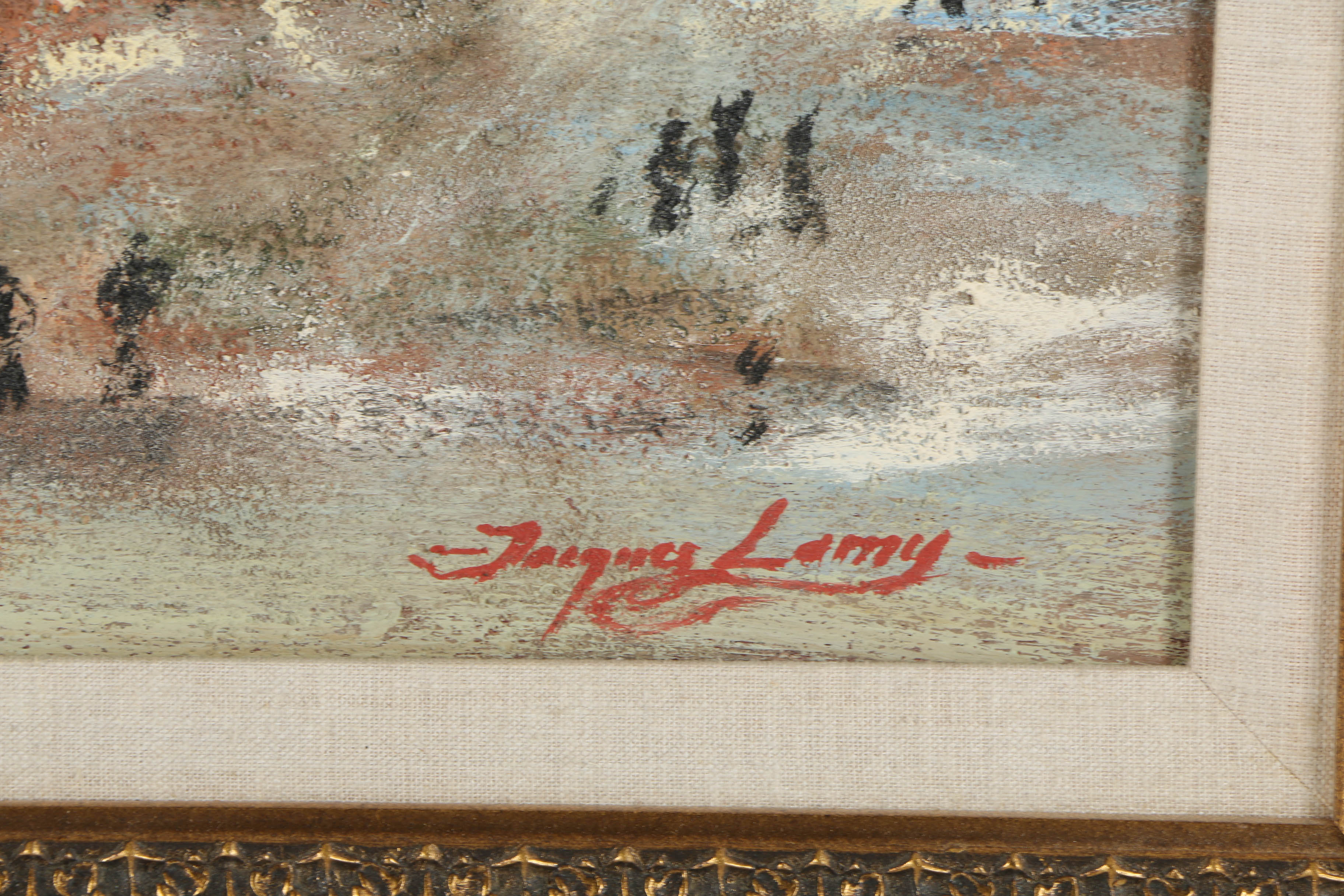 Jacques Lamy Plaster Painting on Board "Rome - The Colosseum"