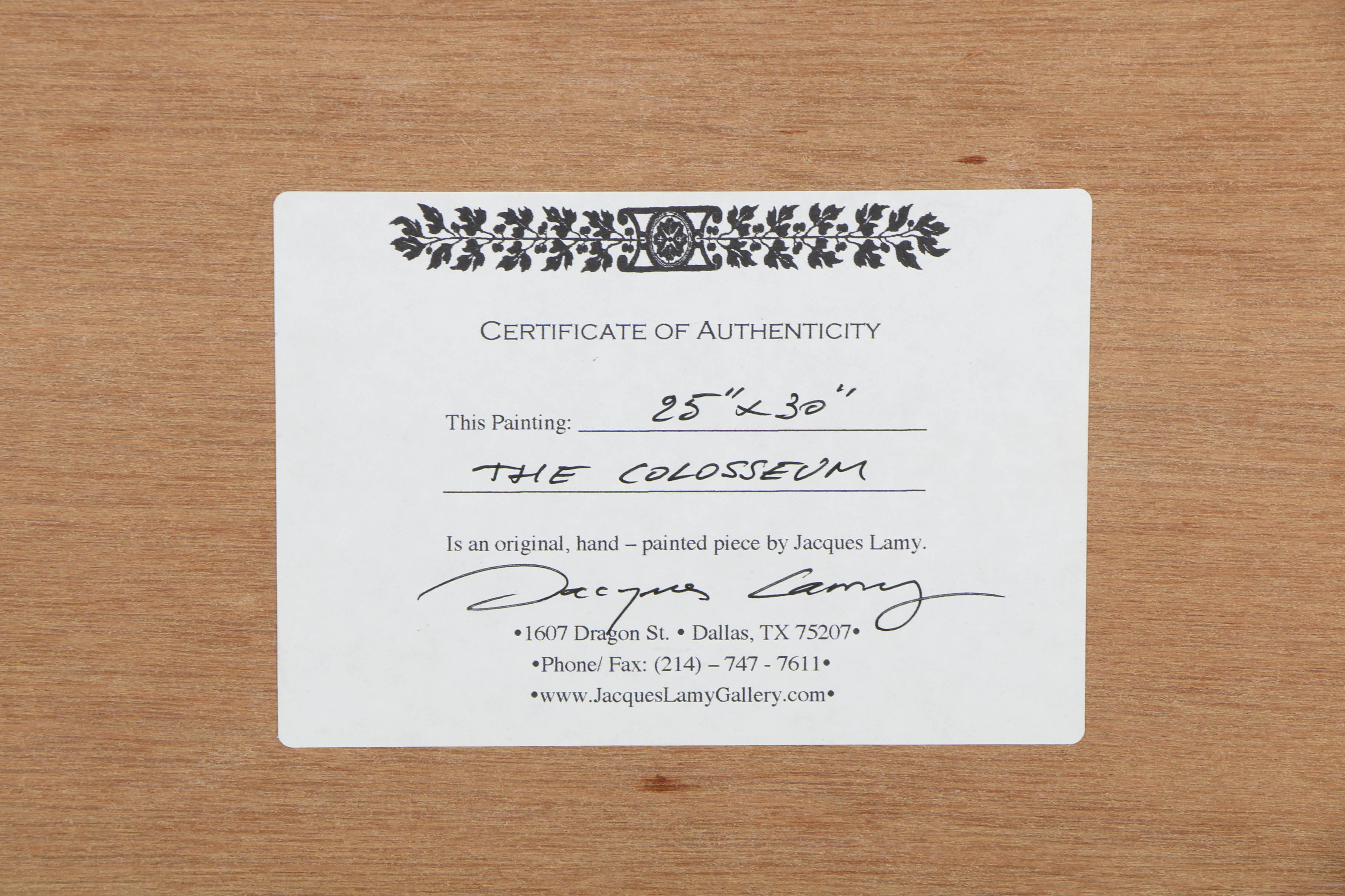 Jacques Lamy Plaster Painting on Board "Rome - The Colosseum"