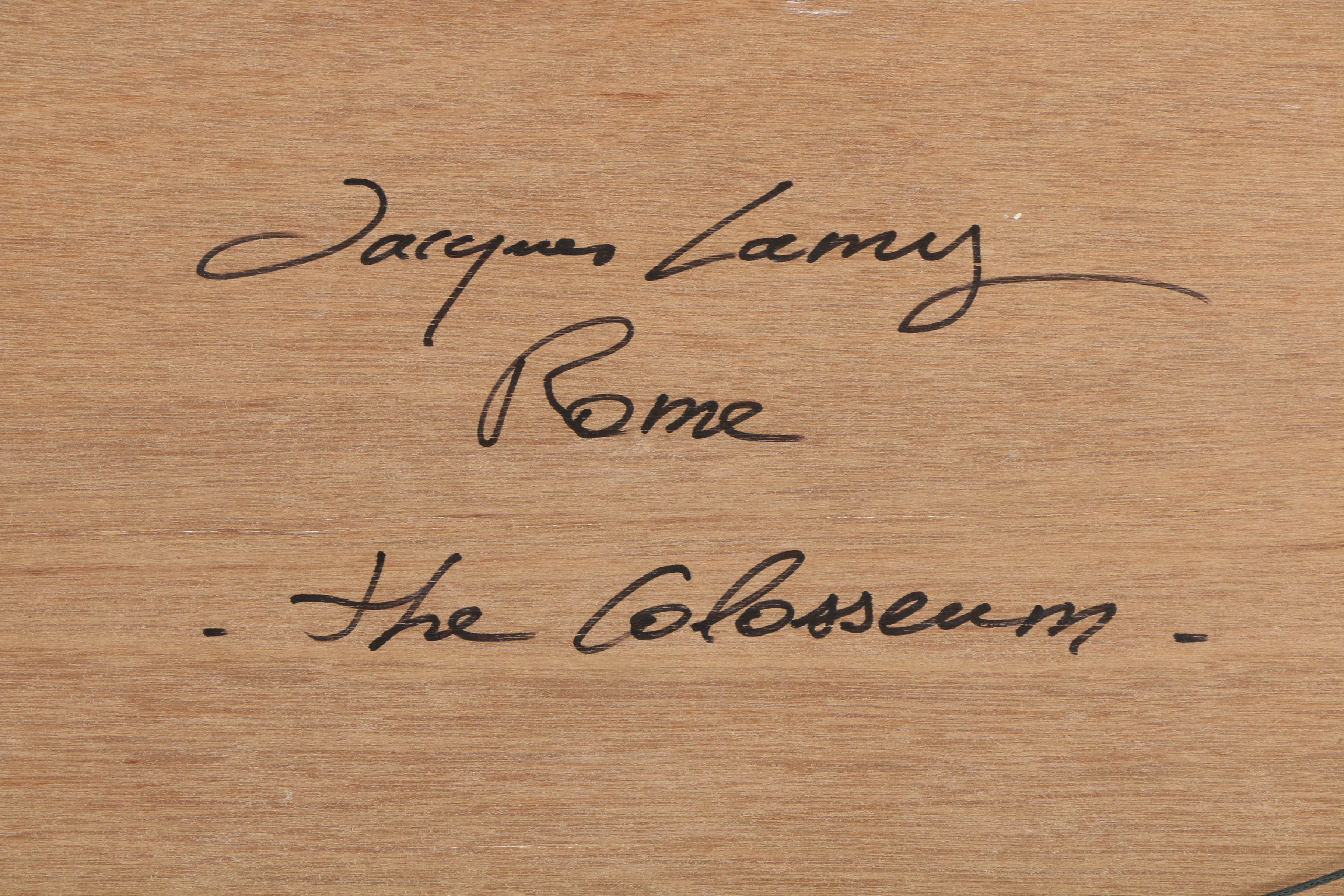 Jacques Lamy Plaster Painting on Board "Rome - The Colosseum"