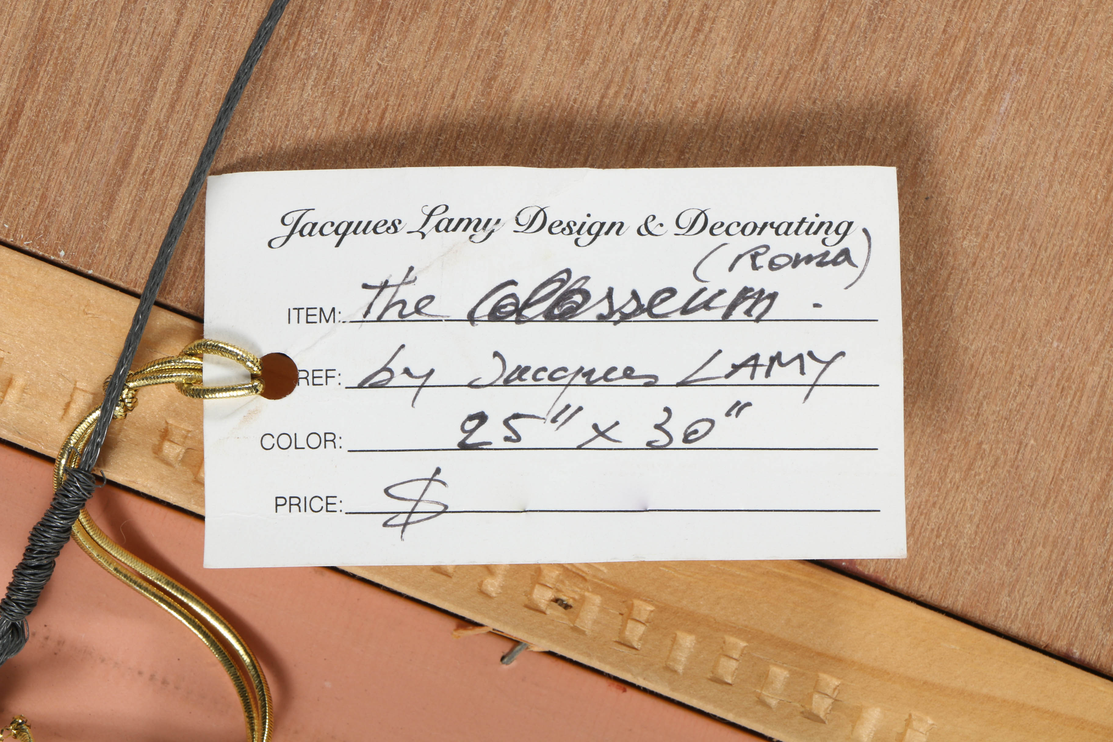 Jacques Lamy Plaster Painting on Board "Rome - The Colosseum"