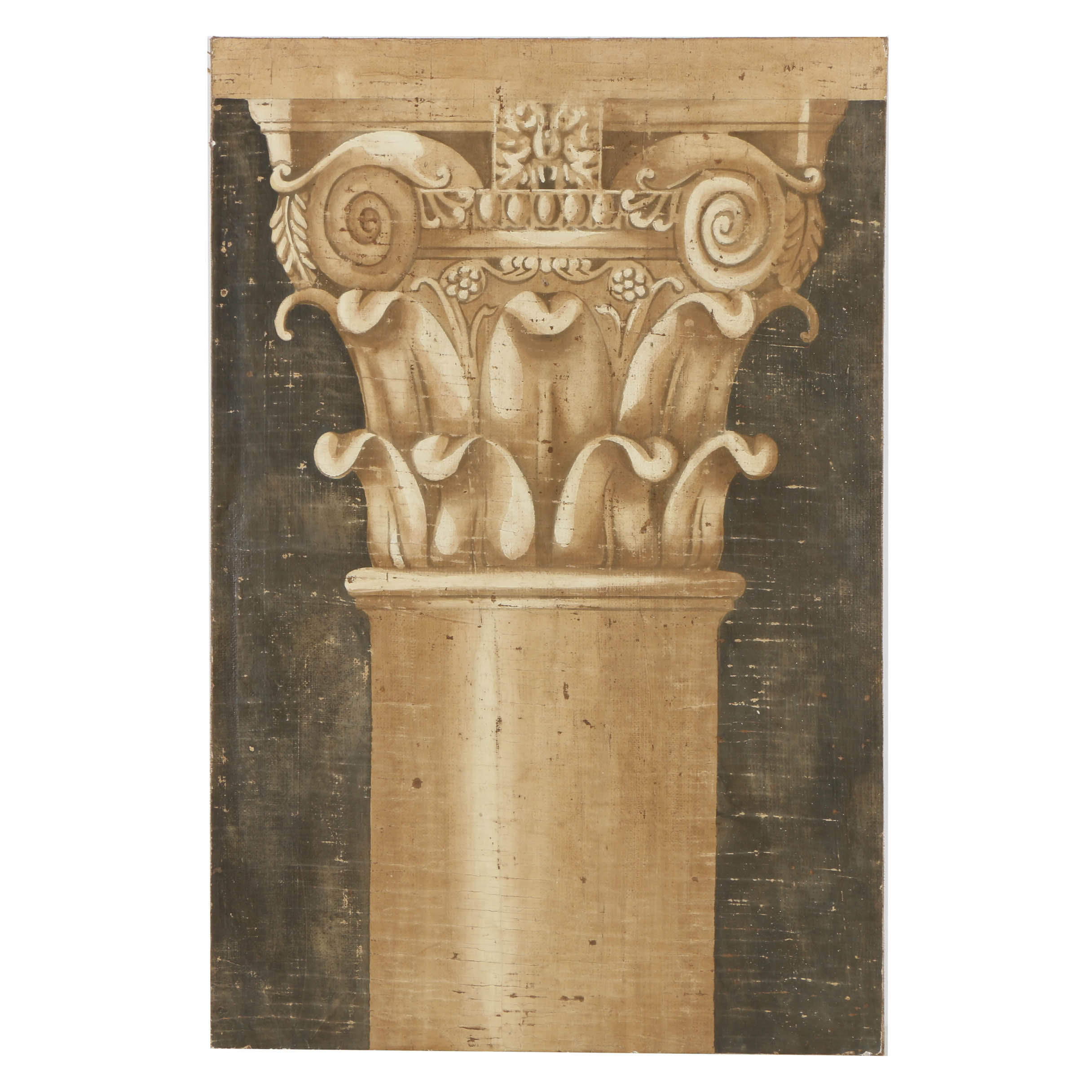 Jacques Lamy Fresco Painting on Burlap of Composite Column